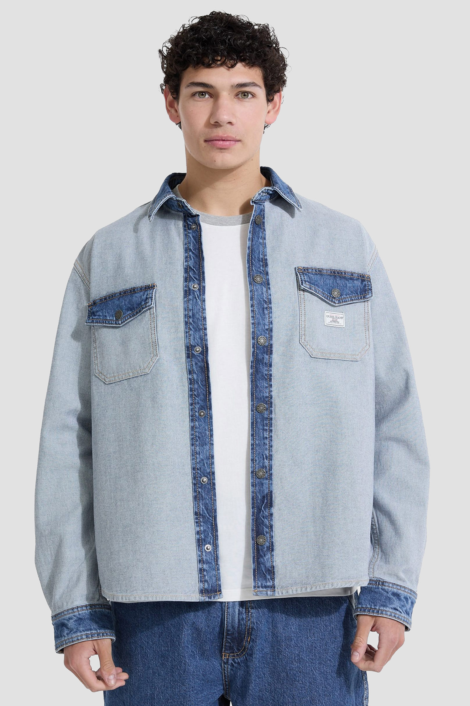 Чоловіча блакитна джинсова сорочка Guess Jeans M5YH71.D5M56;GJPN