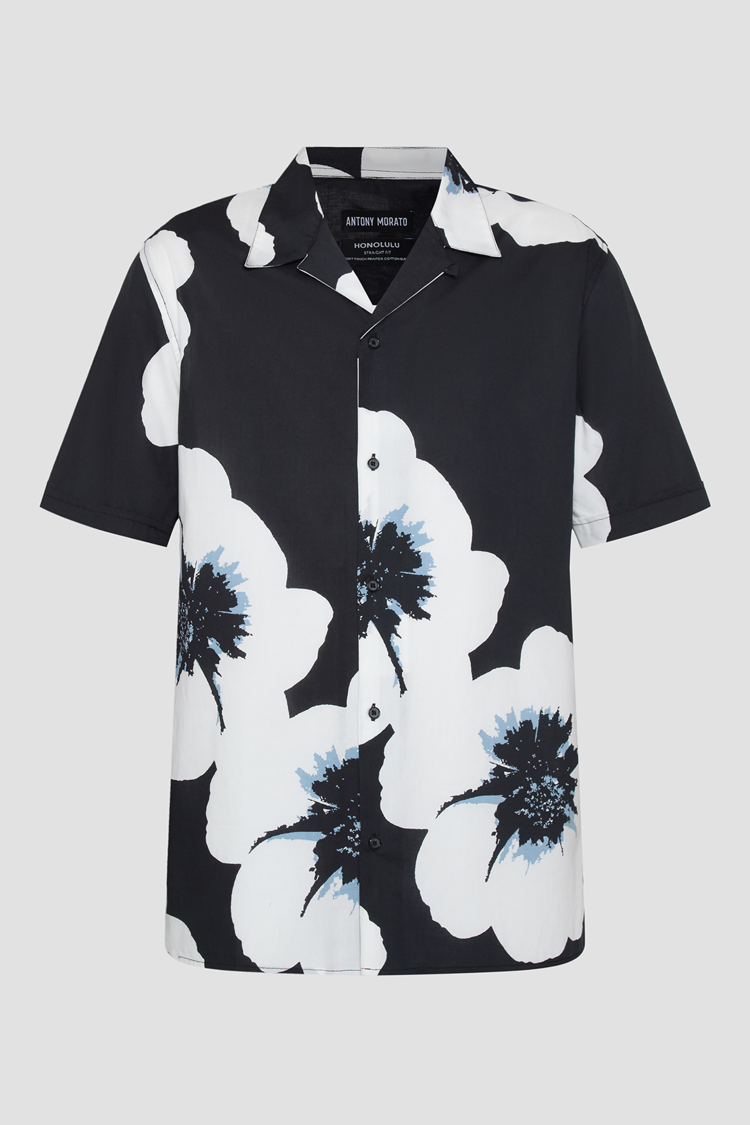 Мужская черная рубашка с узором Antony Morato MMSS00171.FA430630;9000