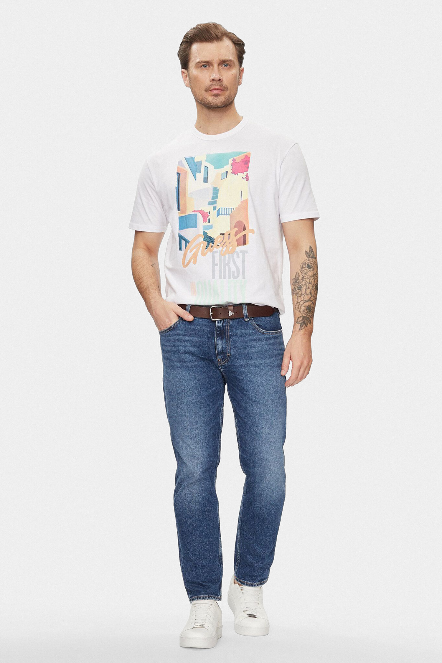 Мужская белая футболка Guess M4GI23.K8FQ4;G011