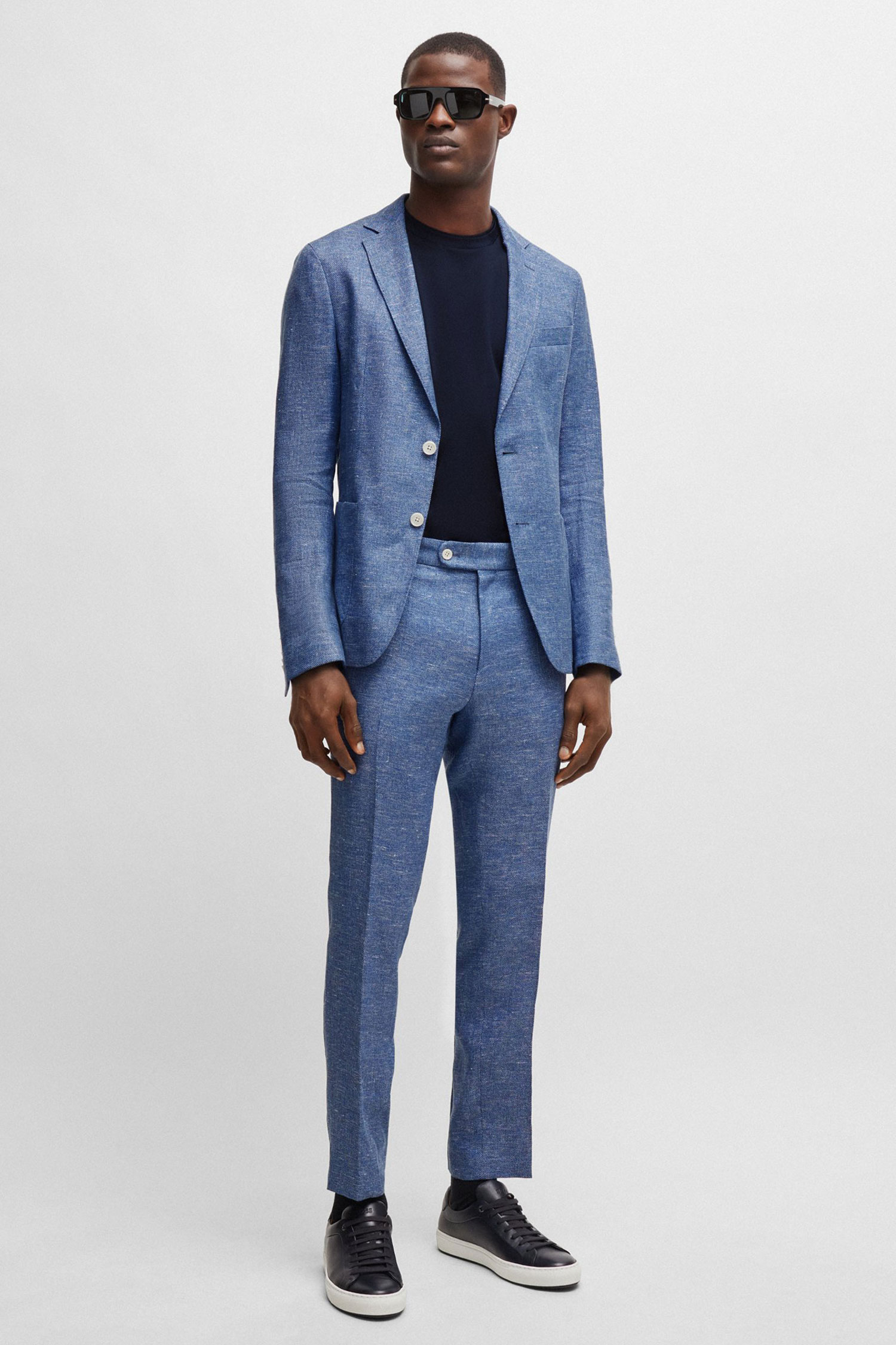 Мужской синий льняной блейзер BOSS 50514618;423