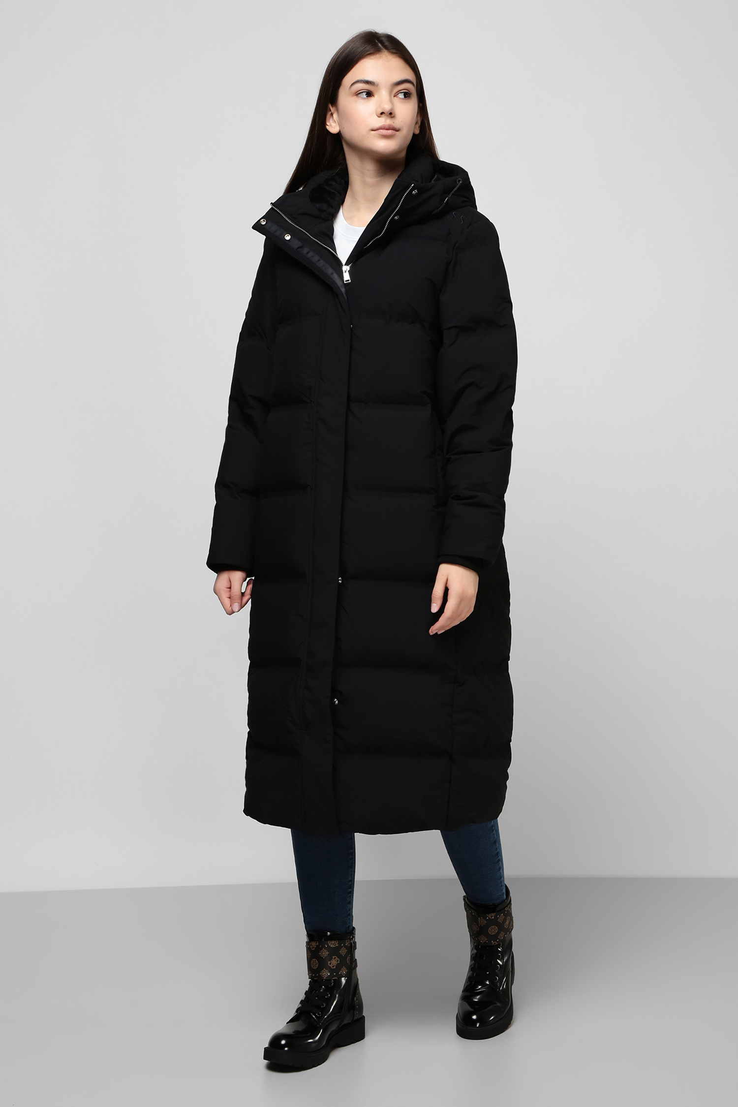 Чорний пуховик для дівчат Guess W0BL1J.WDIN0;JBLK — Ultrashop