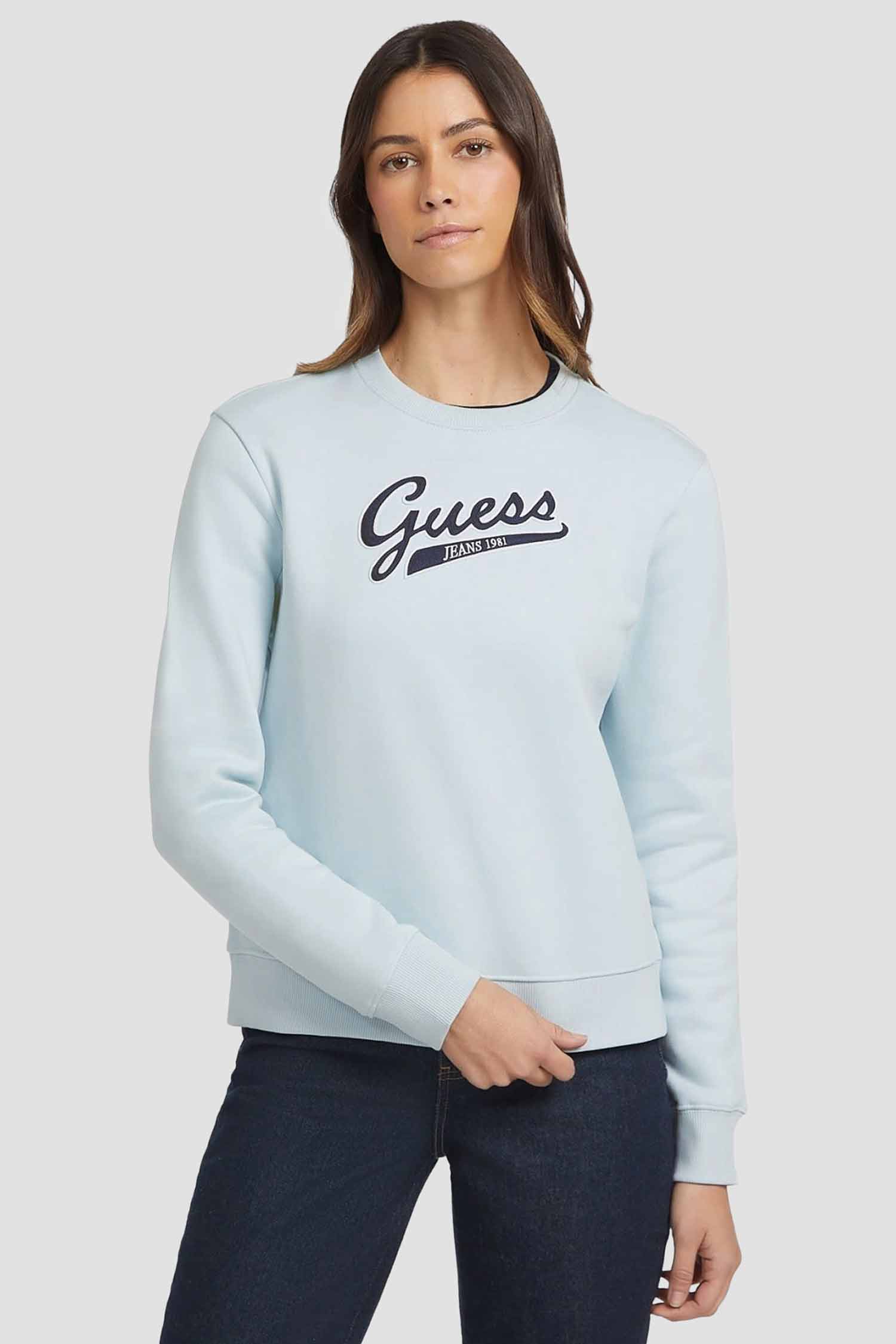 Женский голубой свитшот Guess Jeans W4YQ11.KC811;G7O7