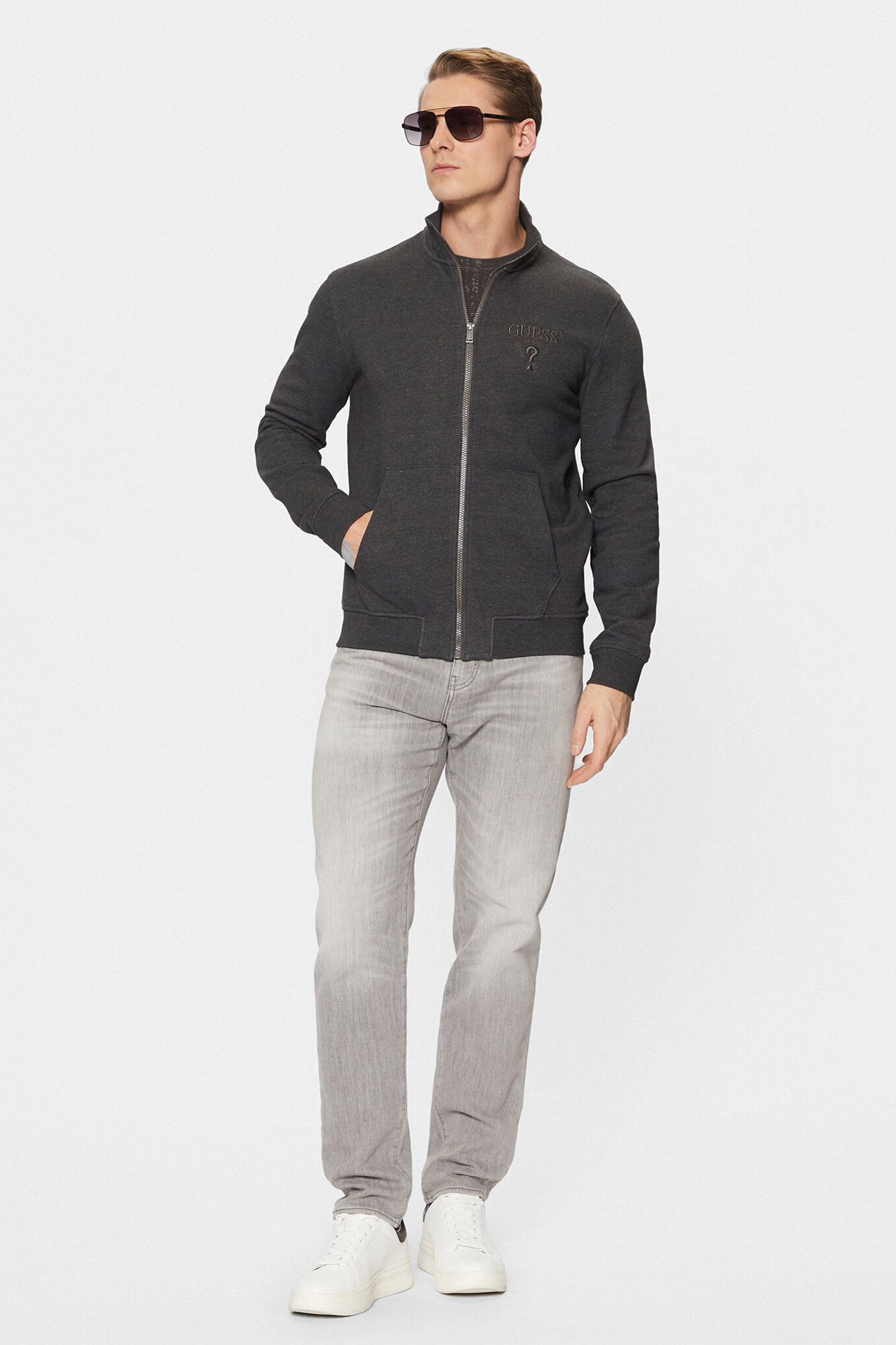 Чоловіча темно-сіра кофта на блискавці Guess M5RQ80.KCN01;DWHT