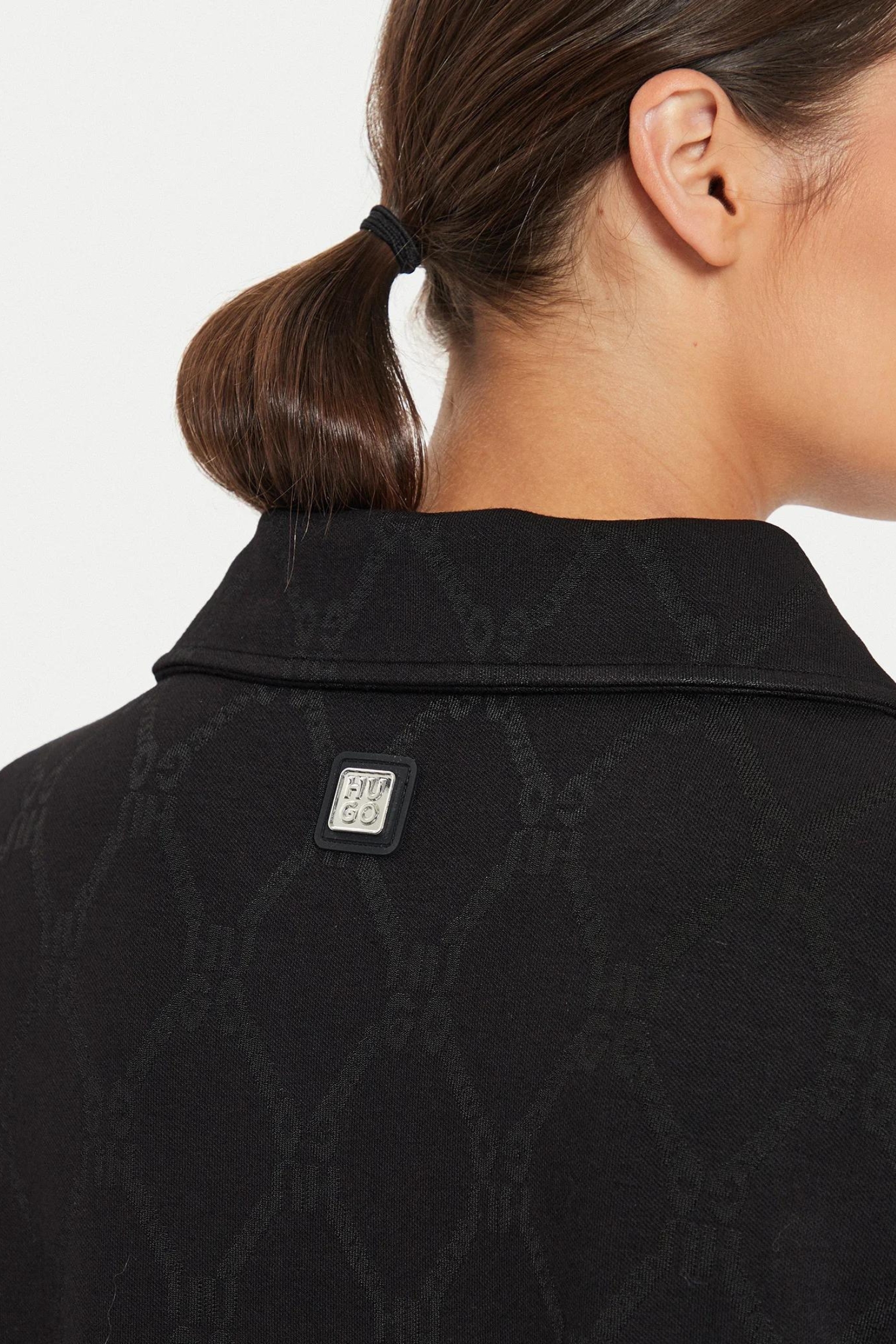 Женское черное поло с узором HUGO 50517120;971