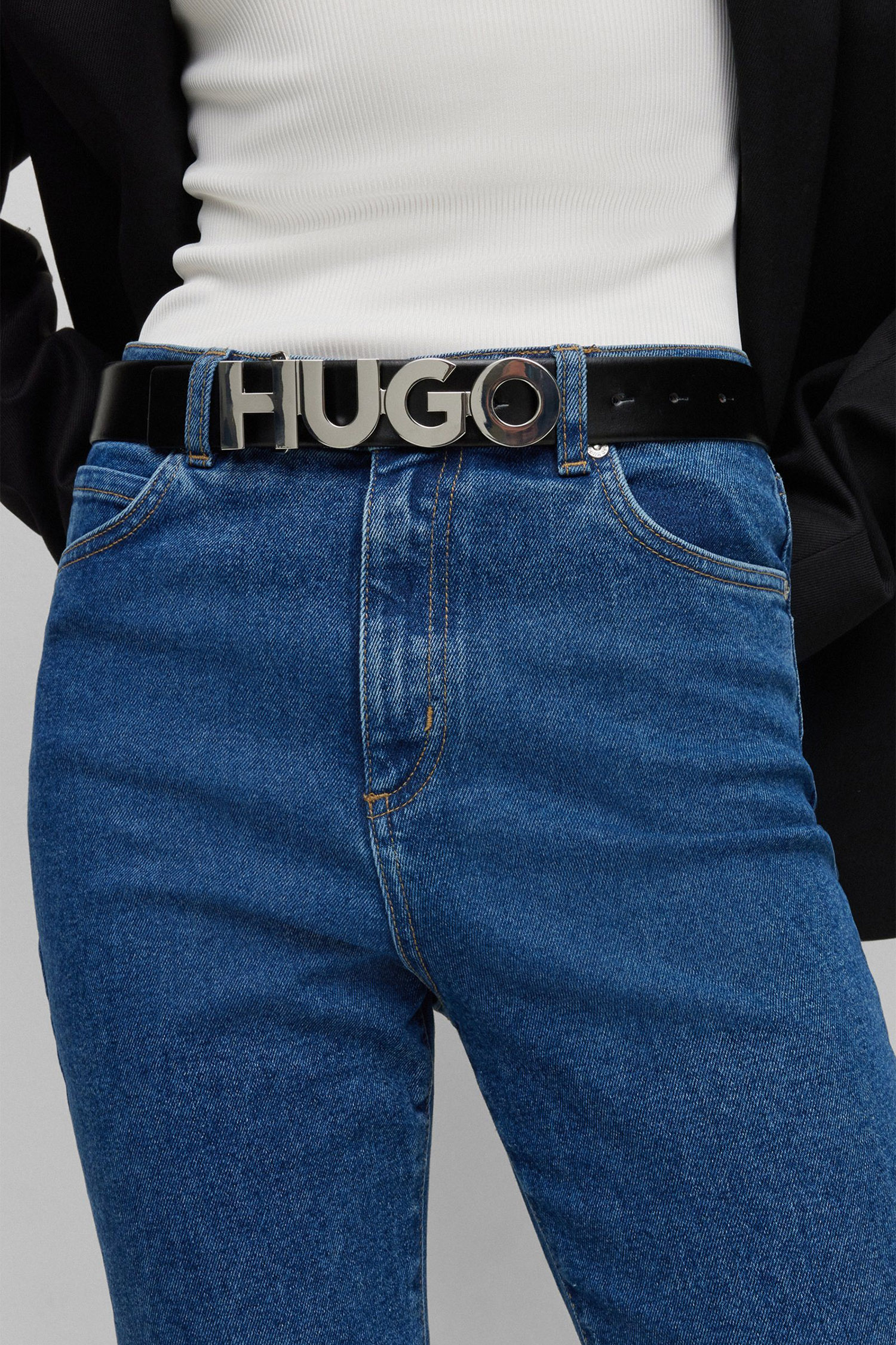 Женский черный кожаный ремень HUGO 50470629;001