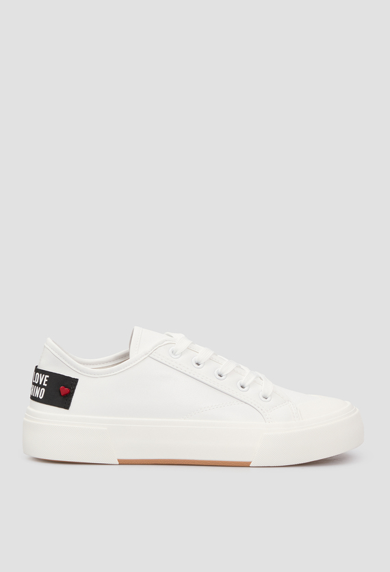 Жіночі білі шкіряні снікерси Moschino JA15012G1M.IA0;100 — Ultrashop