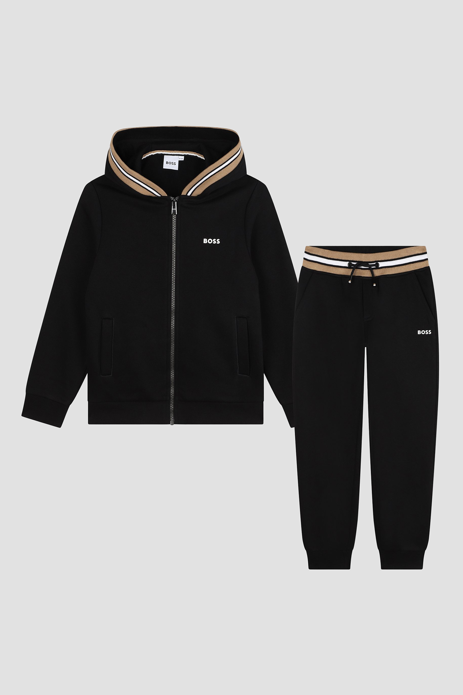 Детский черный спортивный костюм (кофта, брюки) BOSS kids J51135;09B