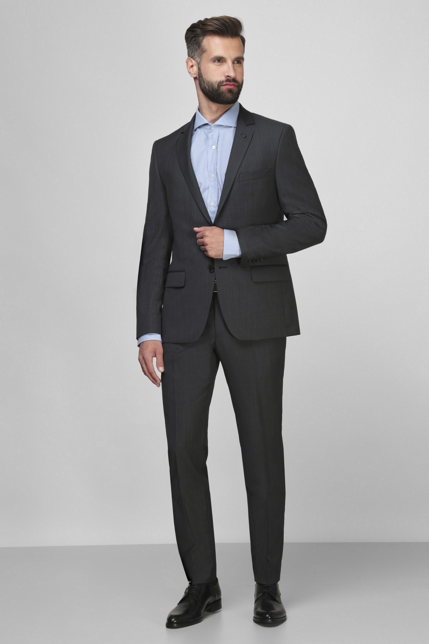 Мужской серый шерстяной костюм (пиджак, брюки) Karl Lagerfeld 500095.155200K;970