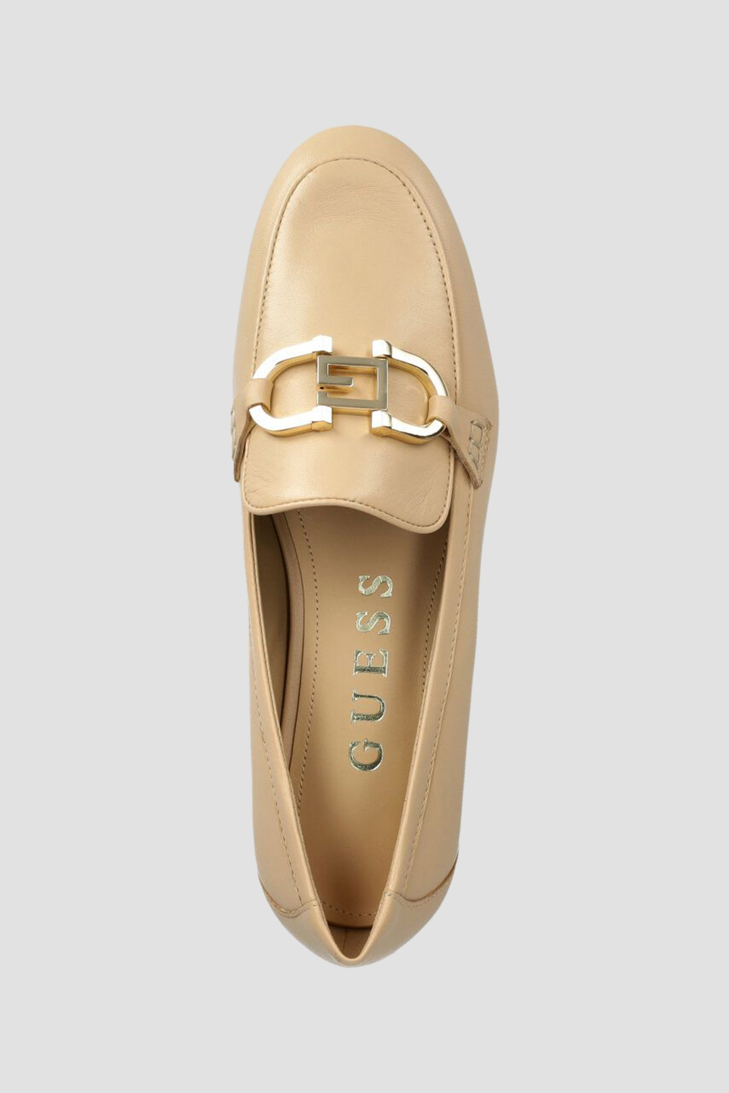 Женские бежевые кожаные лоферы Guess FLJISA.LEA14;NATU