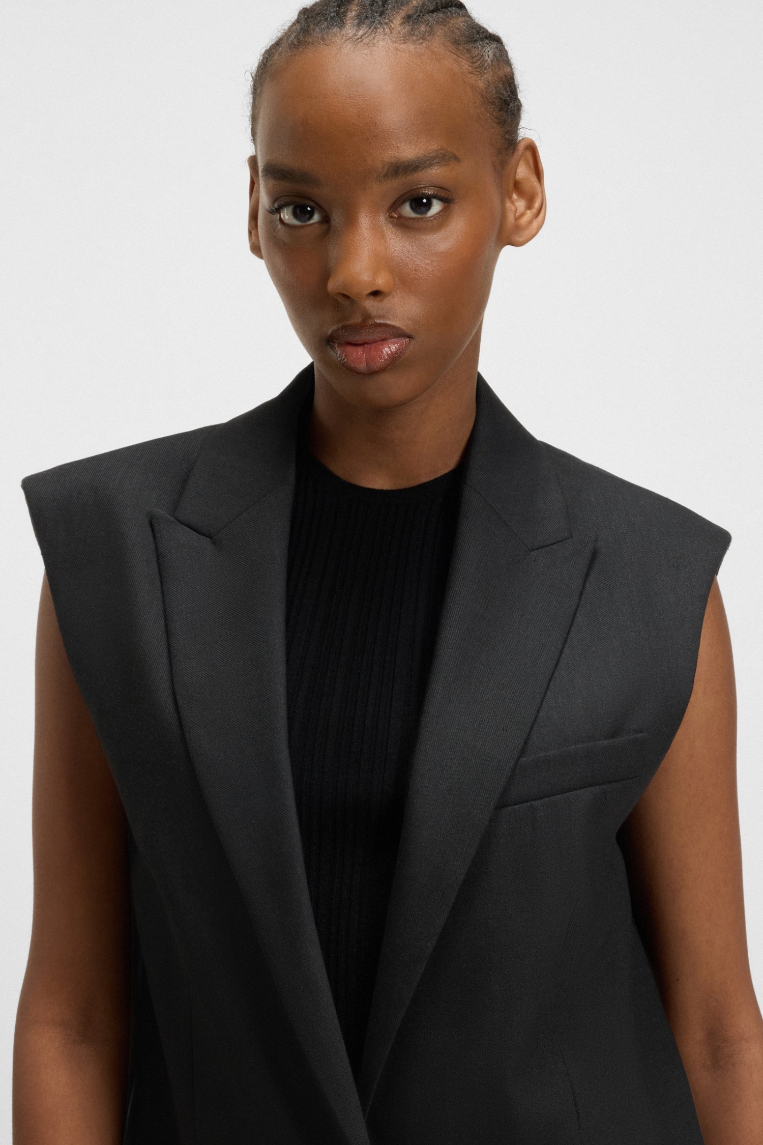 Жіночий чорний лляний жилет HUGO 50537621;001
