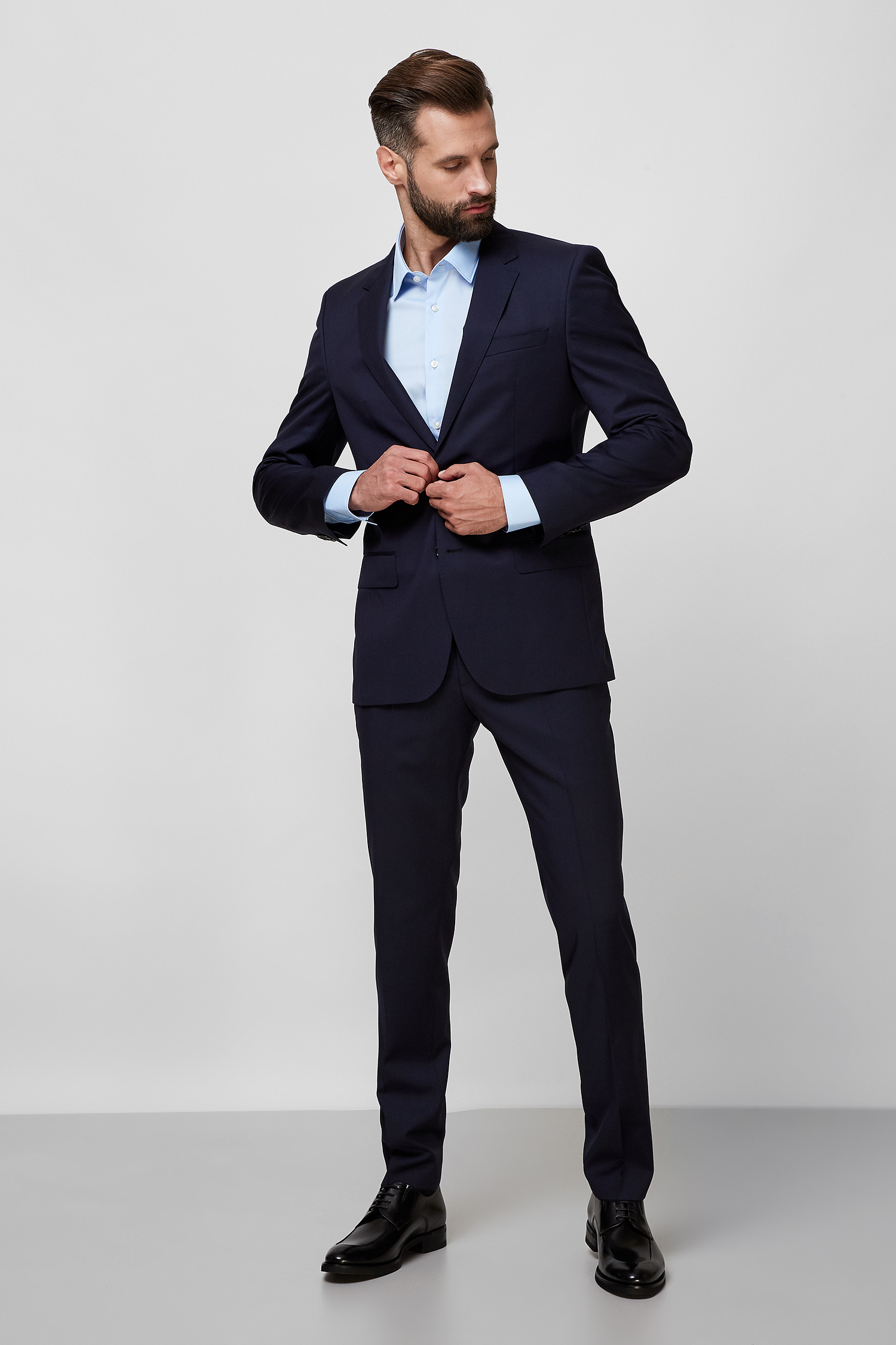 Чоловічий темно-синій вовняний костюм (піджак, брюки) BOSS 50318498К;401