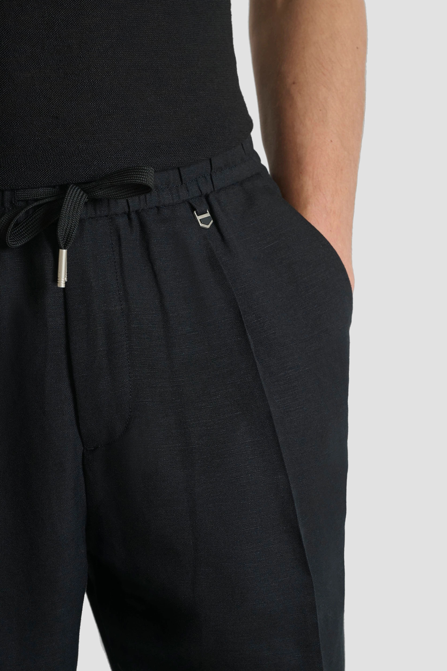 Мужские черные льняные брюки Antony Morato MMTR00790.FA900135;9000