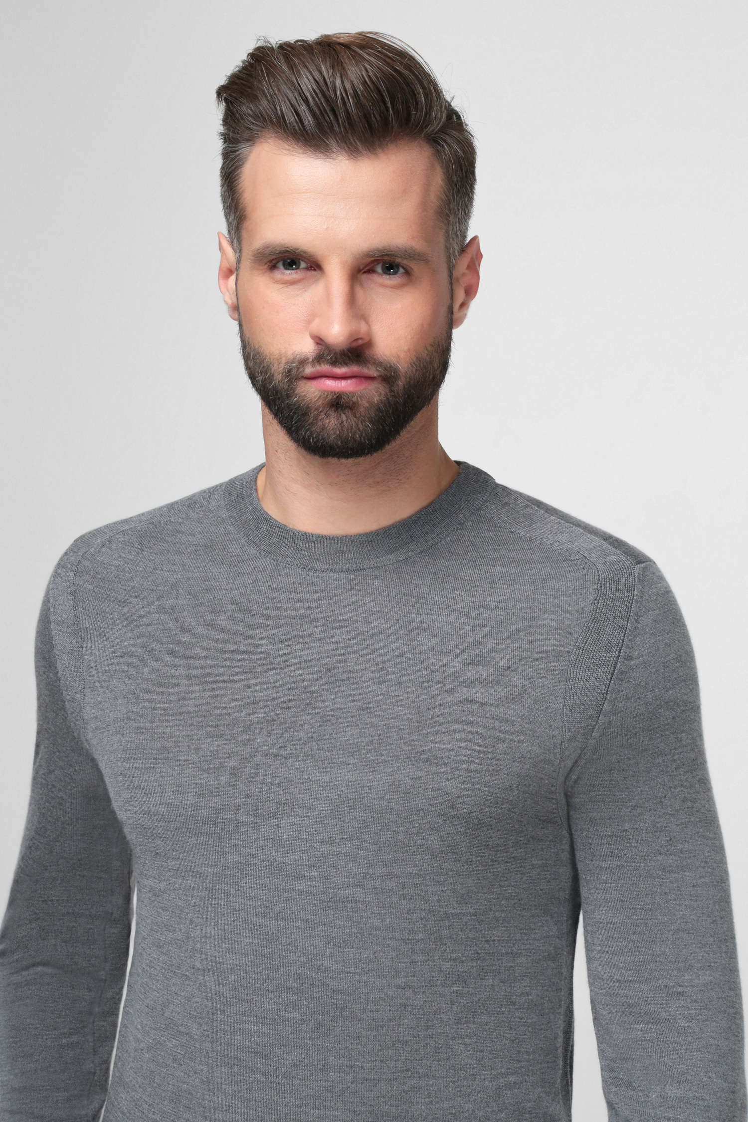 Мужской серый шерстяной джемпер BOSS 50457742;030