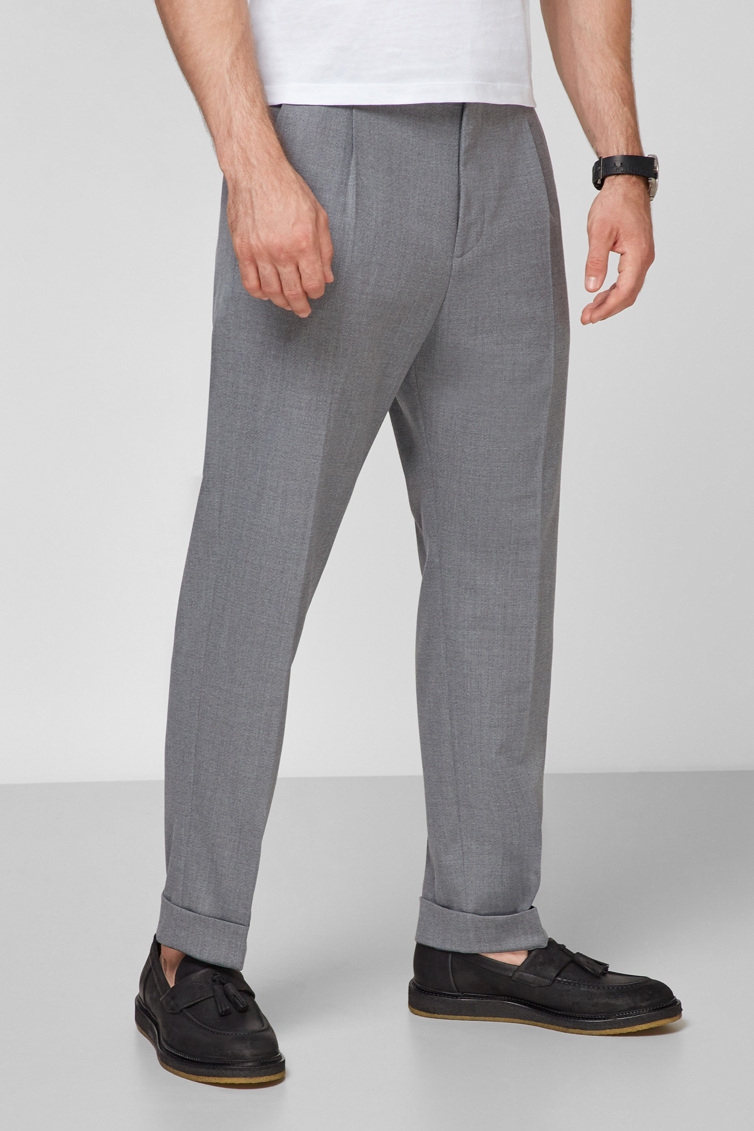 Мужские серые шерстяные брюки HUGO 50456453;036