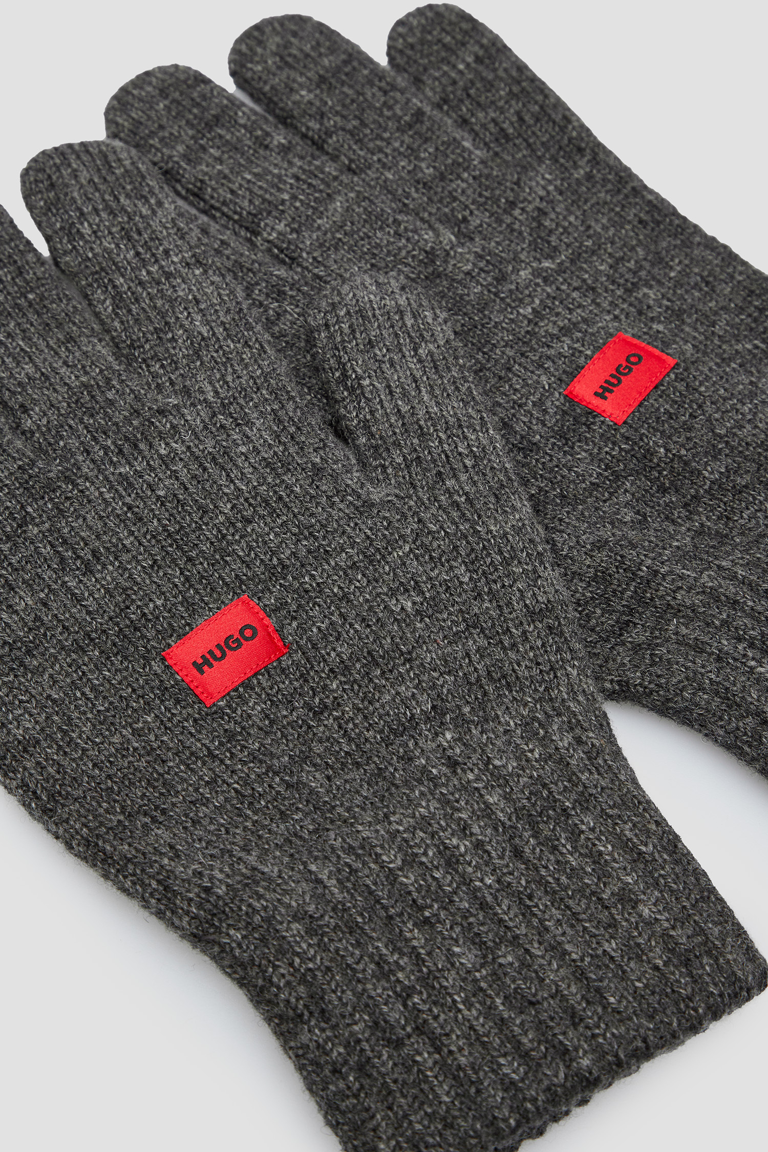 Мужские серые шерстяные перчатки HUGO 50503344;023