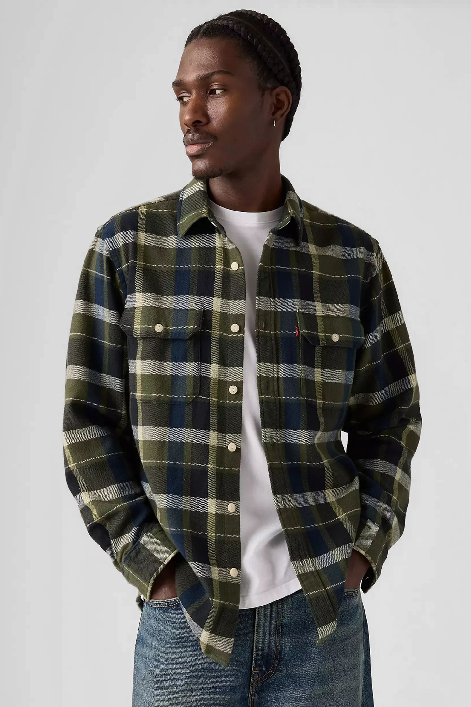 Мужская оливковая рубашка в клетку Levi’s® 19573;0288