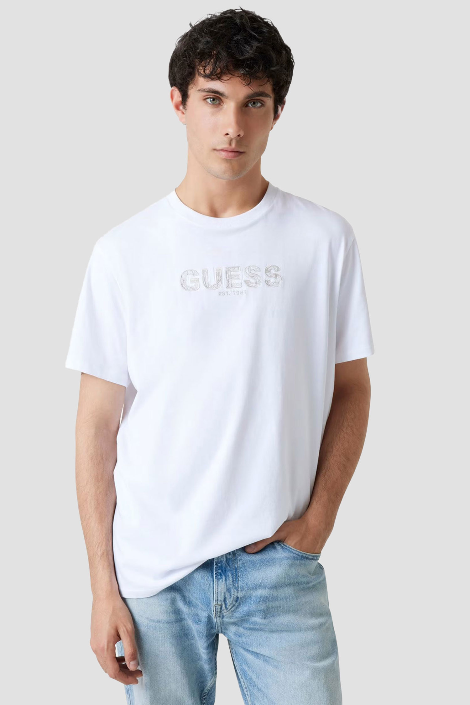 Чоловіча біла футболка Guess M5YI41.KBW41;G011