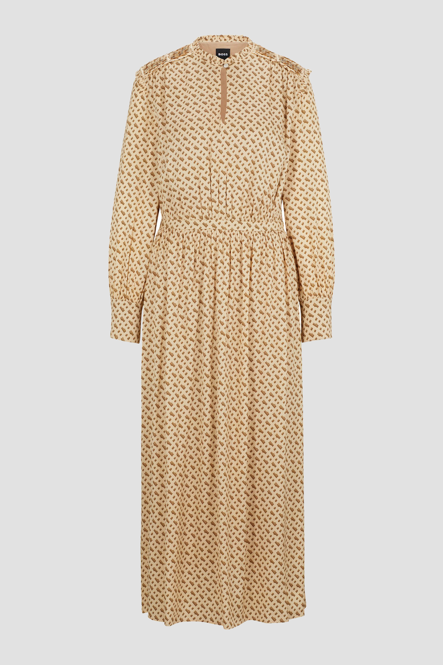 Женское бежевое шелковое платье с узором BOSS 50509345;988