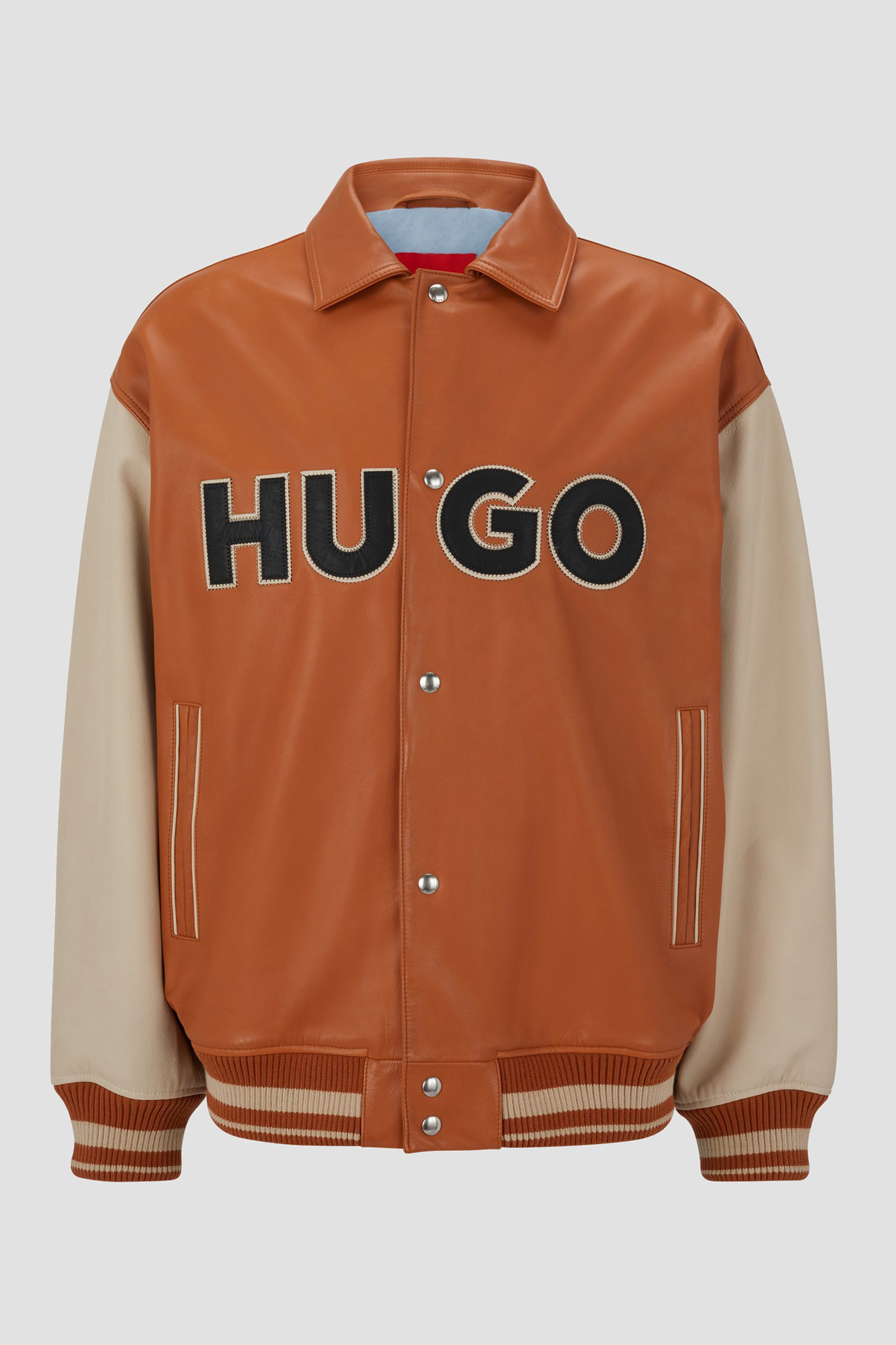 Чоловіча руда шкіряна куртка HUGO 50487280;810