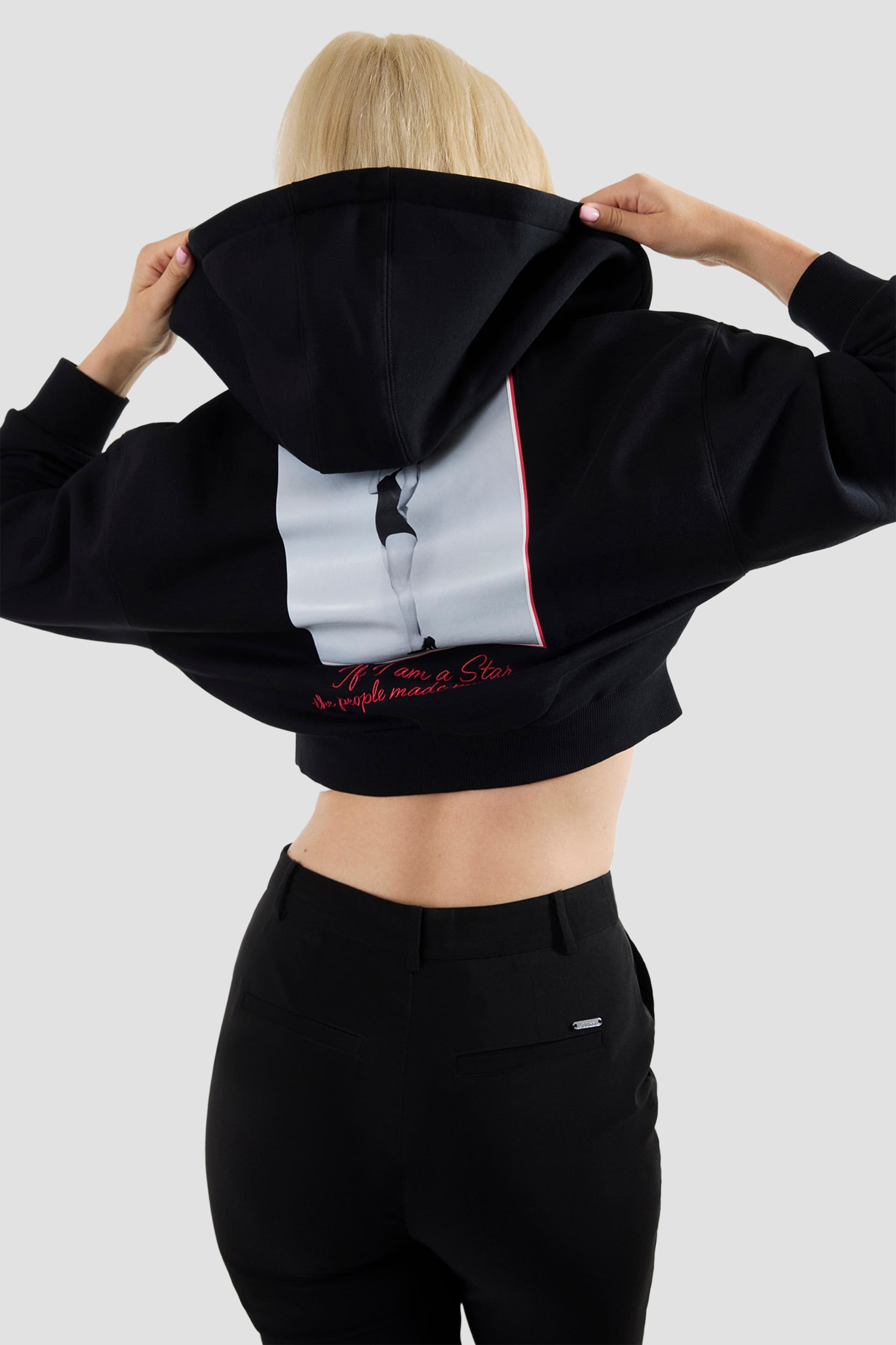 Жіноча чорна кофта на блискавці Guess W6YQ24.K6717;JBLK