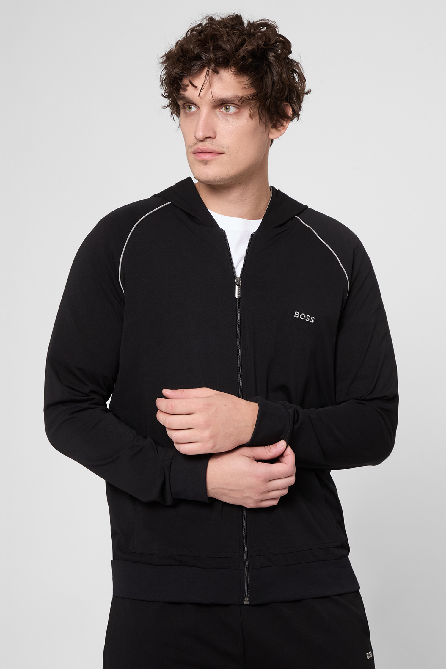 Мужская черная кофта на молнии BOSS 50515392;001
