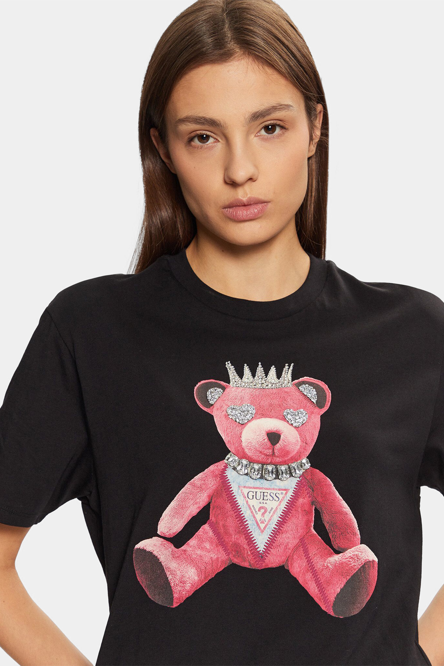 Жіноча чорна футболка Guess W5RI30.K9RM1;JBLK