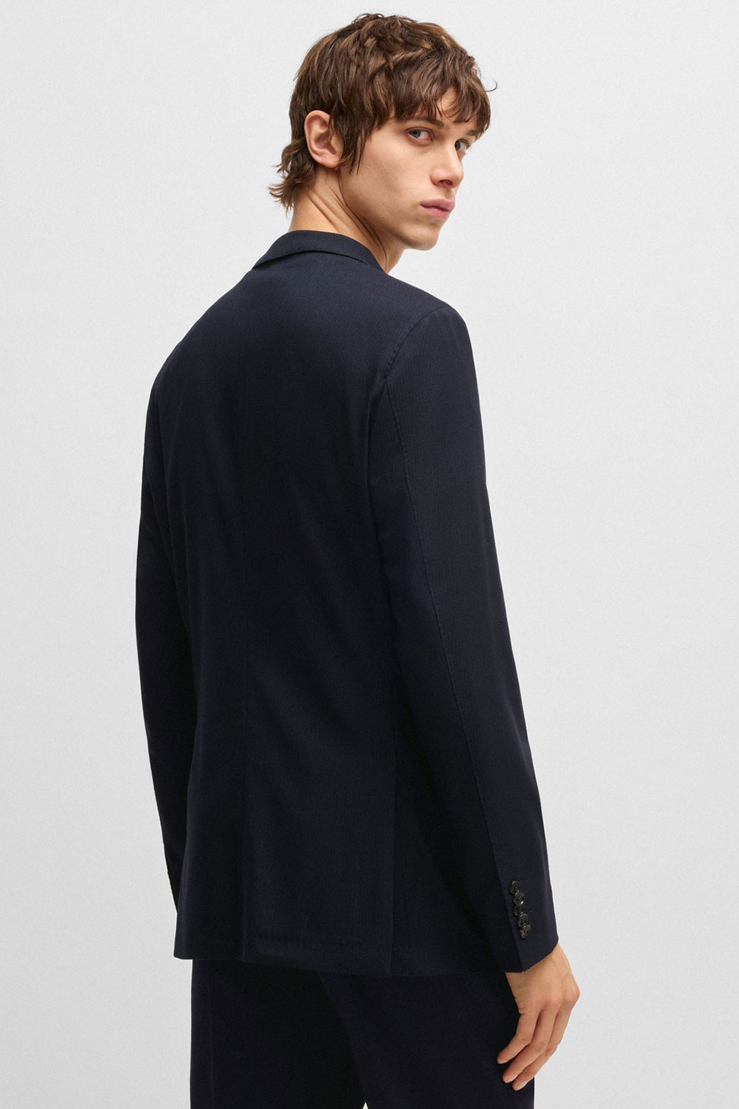 Мужской темно-синий шерстяной блейзер BOSS 50533269;404