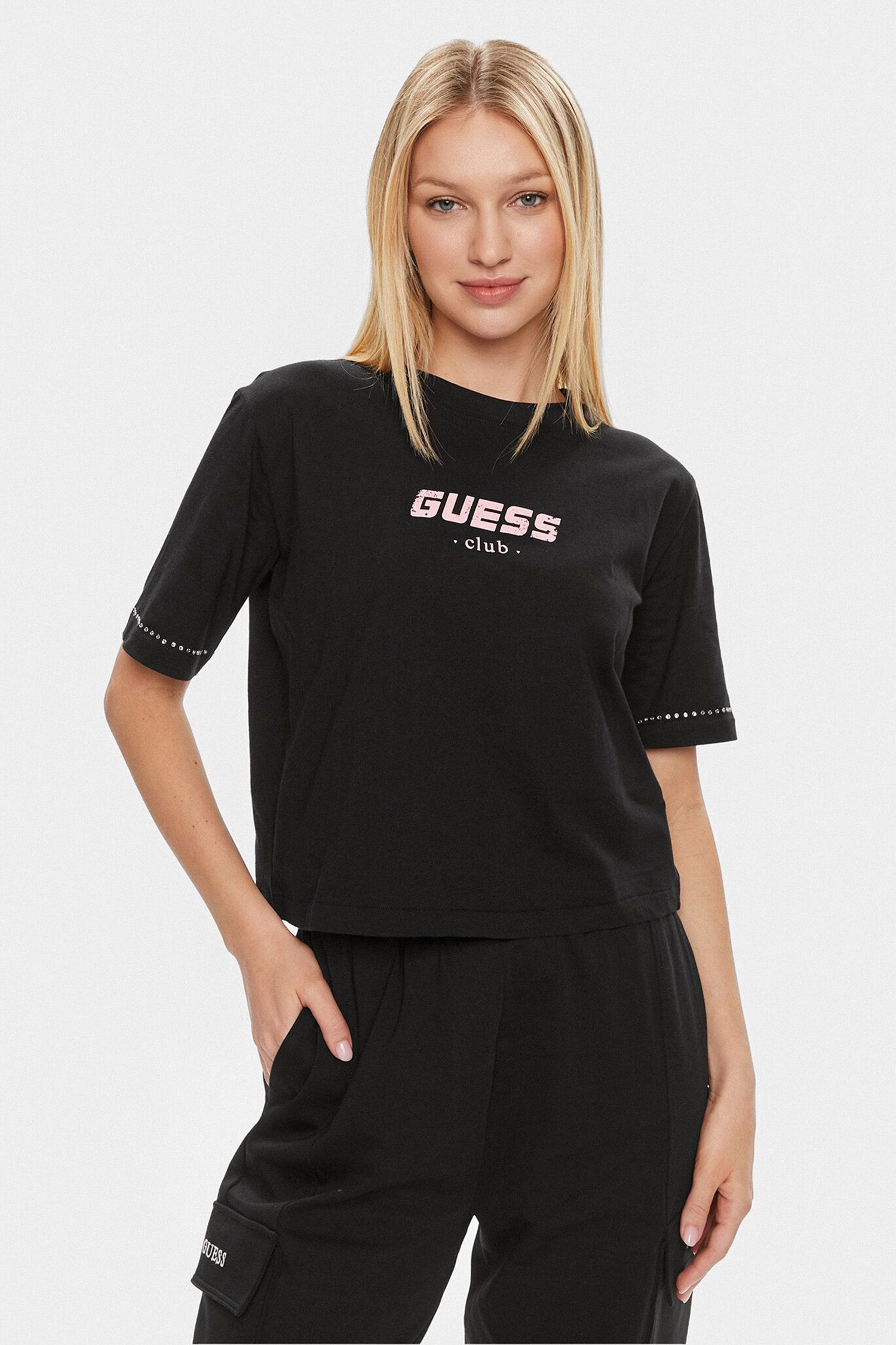 Женская черная футболка Guess V4GI11.JA914;JBLK