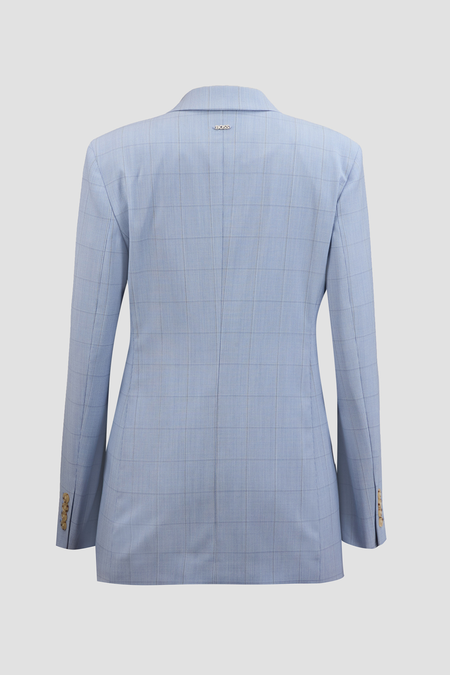 Женский голубой шерстяной жакет в клетку BOSS 50530606;967