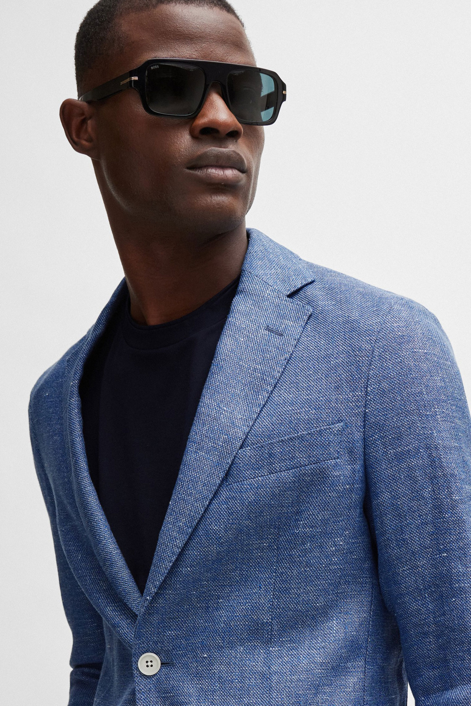 Мужской синий льняной блейзер BOSS 50514618;423