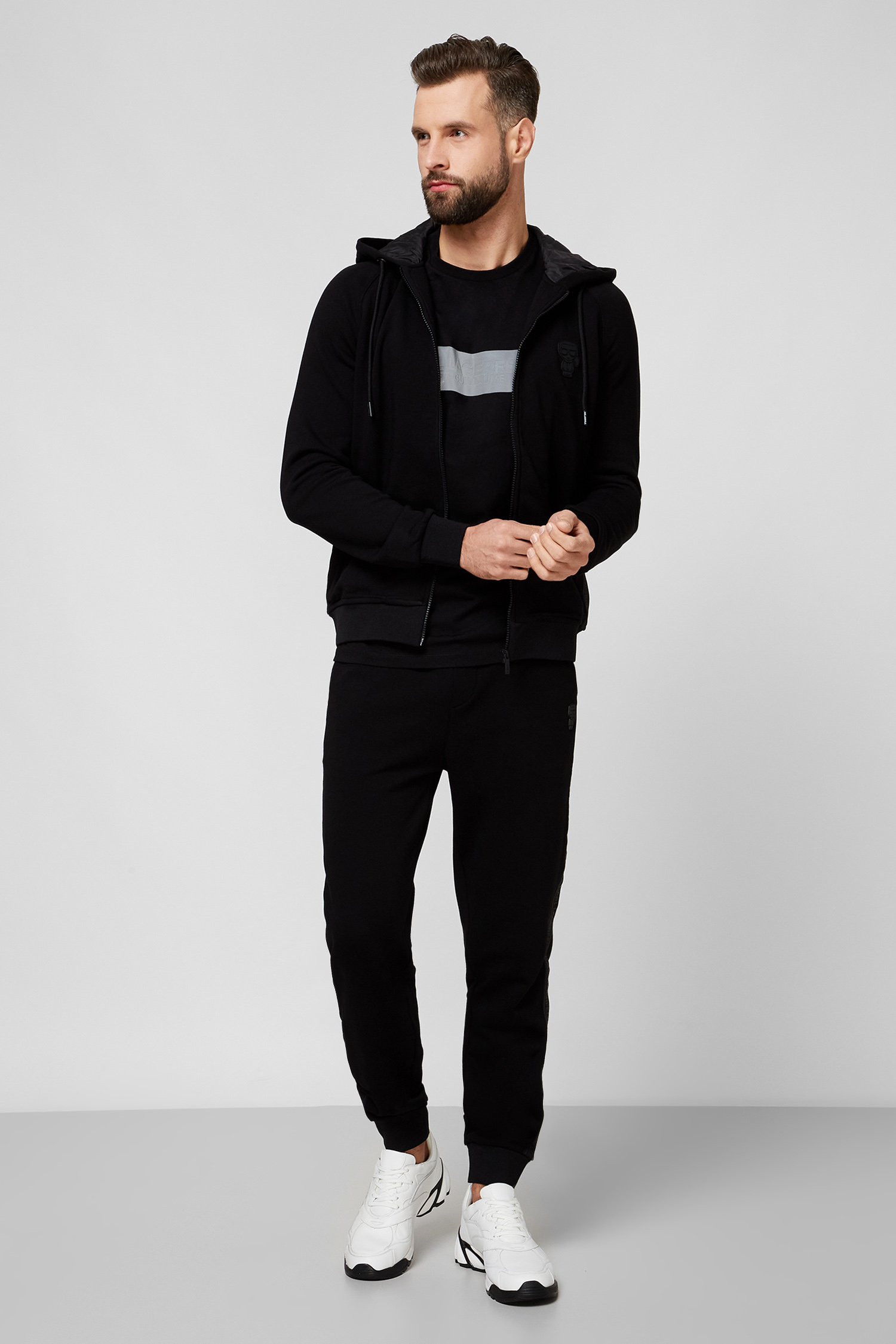 Чоловіча чорна футболка з принтом Karl Lagerfeld 501224.755050;990