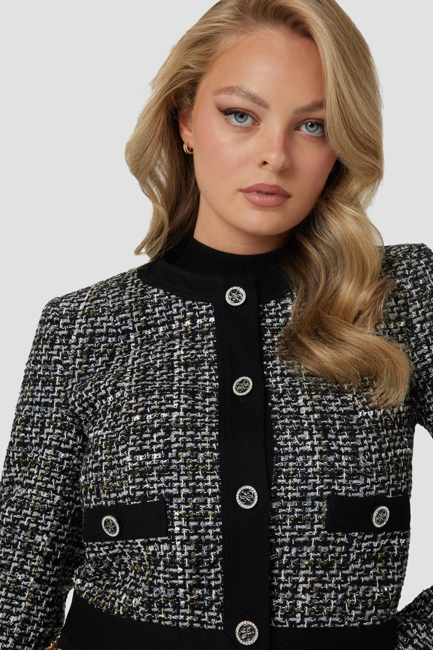 Жіночий чорний твідовий жакет Guess W4BN61.WGIL2;F9EF