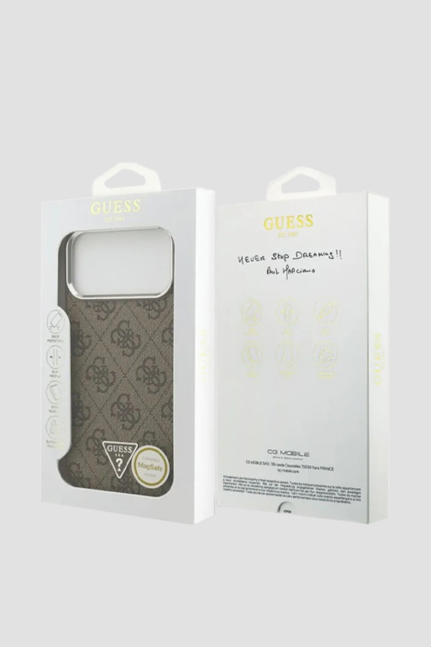 Коричневий чохол для телефону iPhone 17 Pro Max з візерунком Guess GUHMP.17XP4TSRCMW;LOGO BROWN