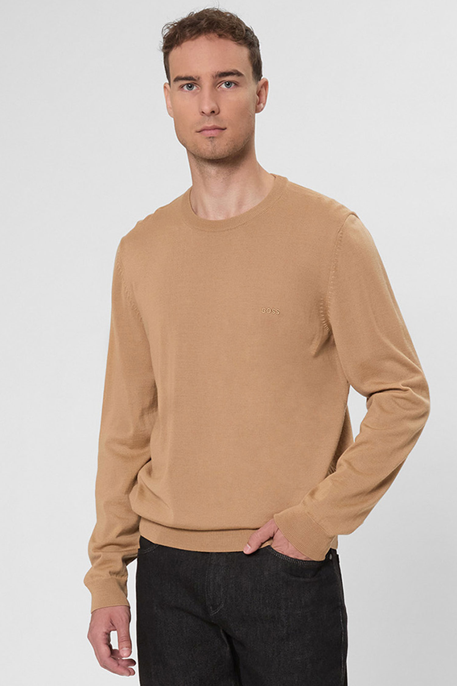 Чоловічий бежевий вовняний джемпер BOSS 50476364;260
