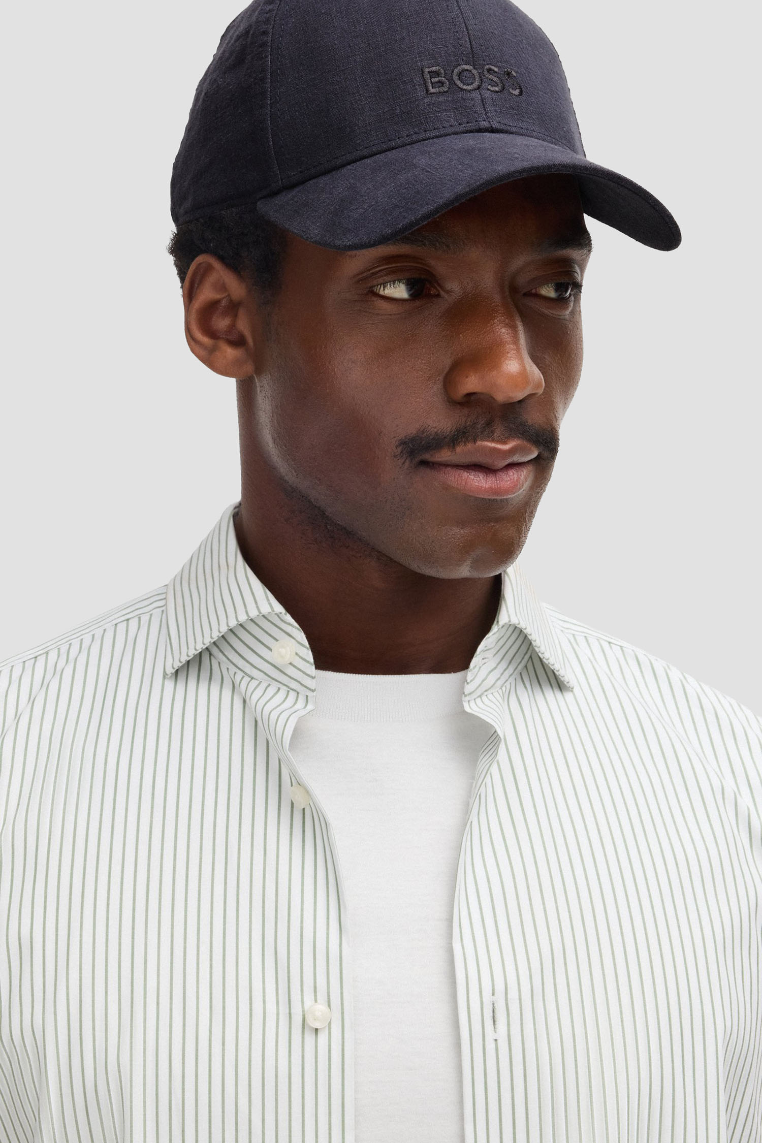 Мужская темно-синяя льняная кепка BOSS 50539422;404