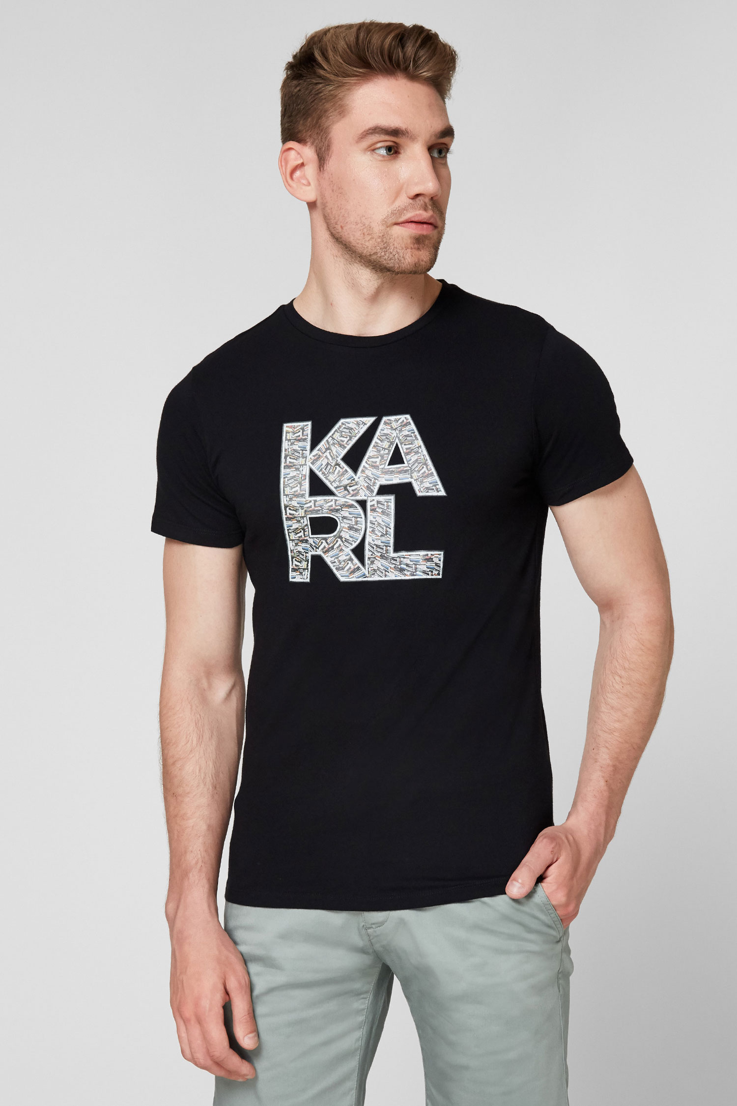 Чоловіча чорна футболка Karl Lagerfeld KL21MTS01;BLACK