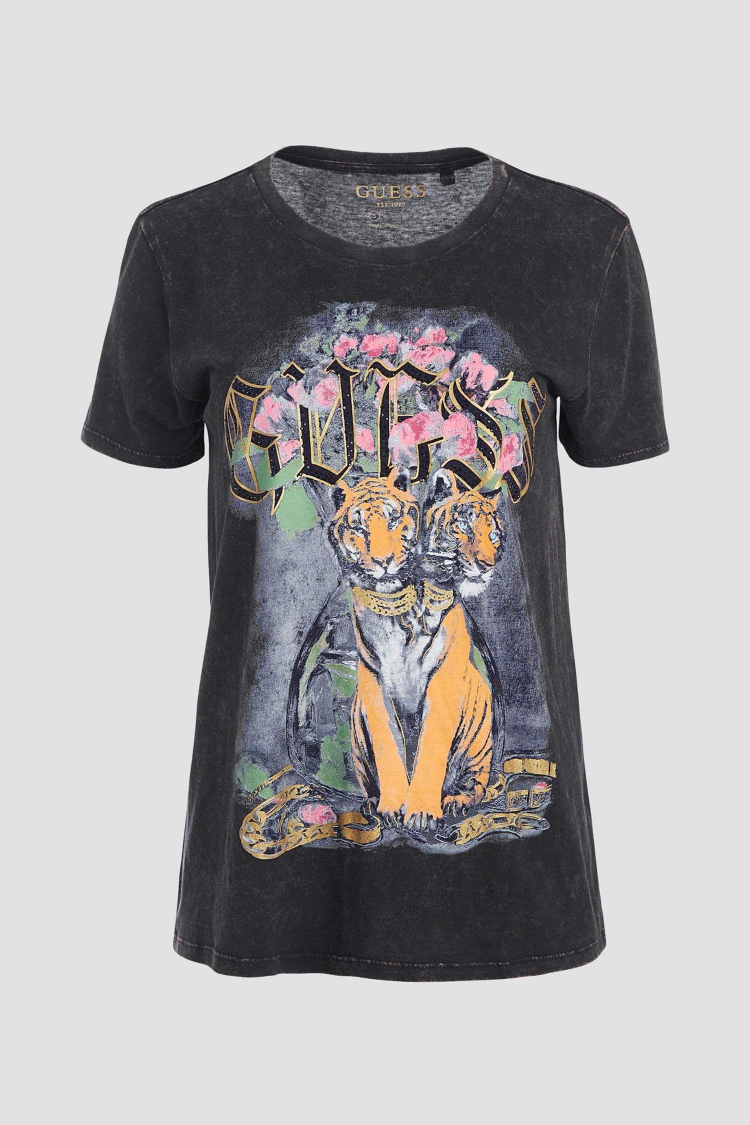 Жіноча темно-сіра футболка Guess W3RI02.K9SN1;JTMU