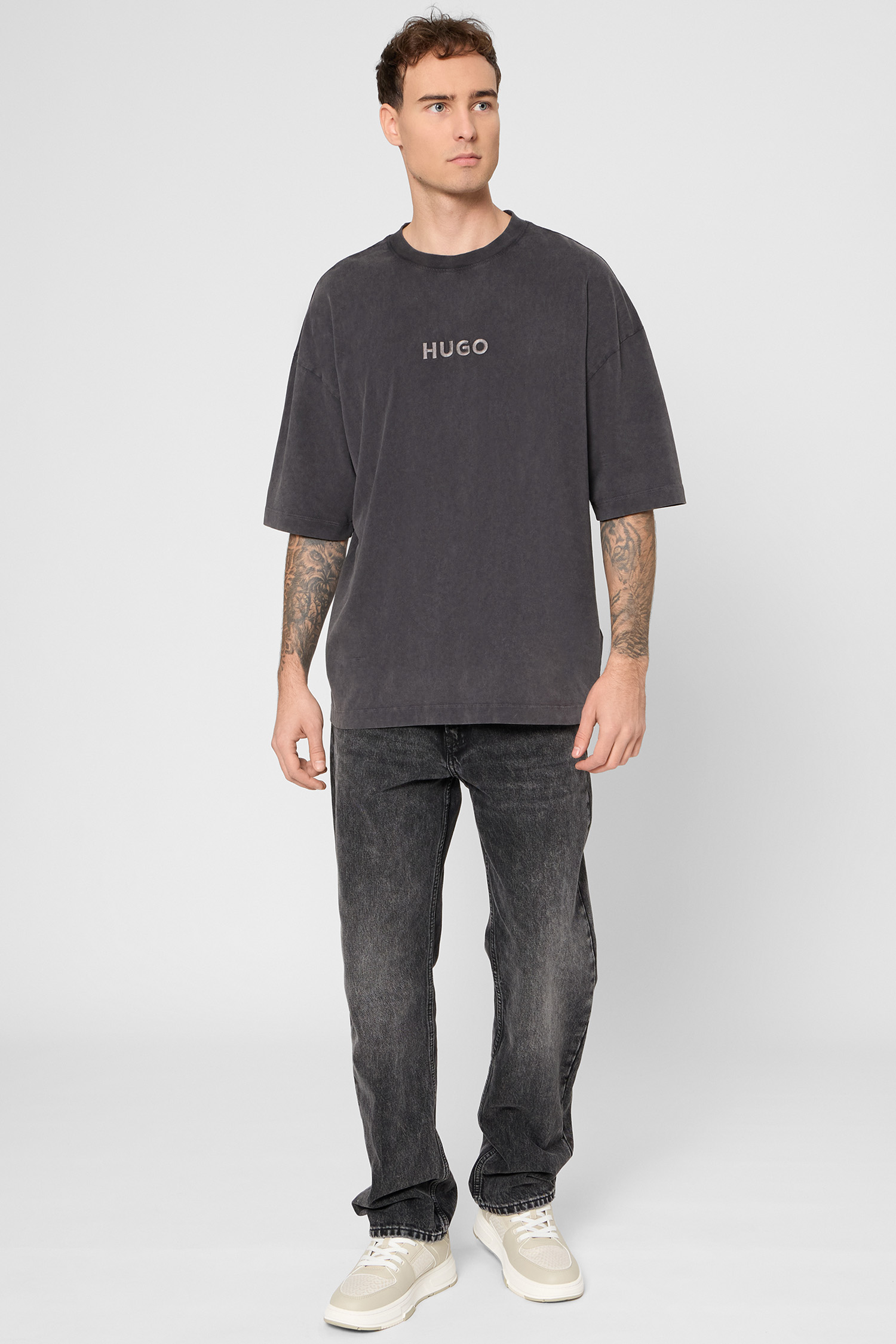 Мужская темно-серая футболка HUGO 50546369;017