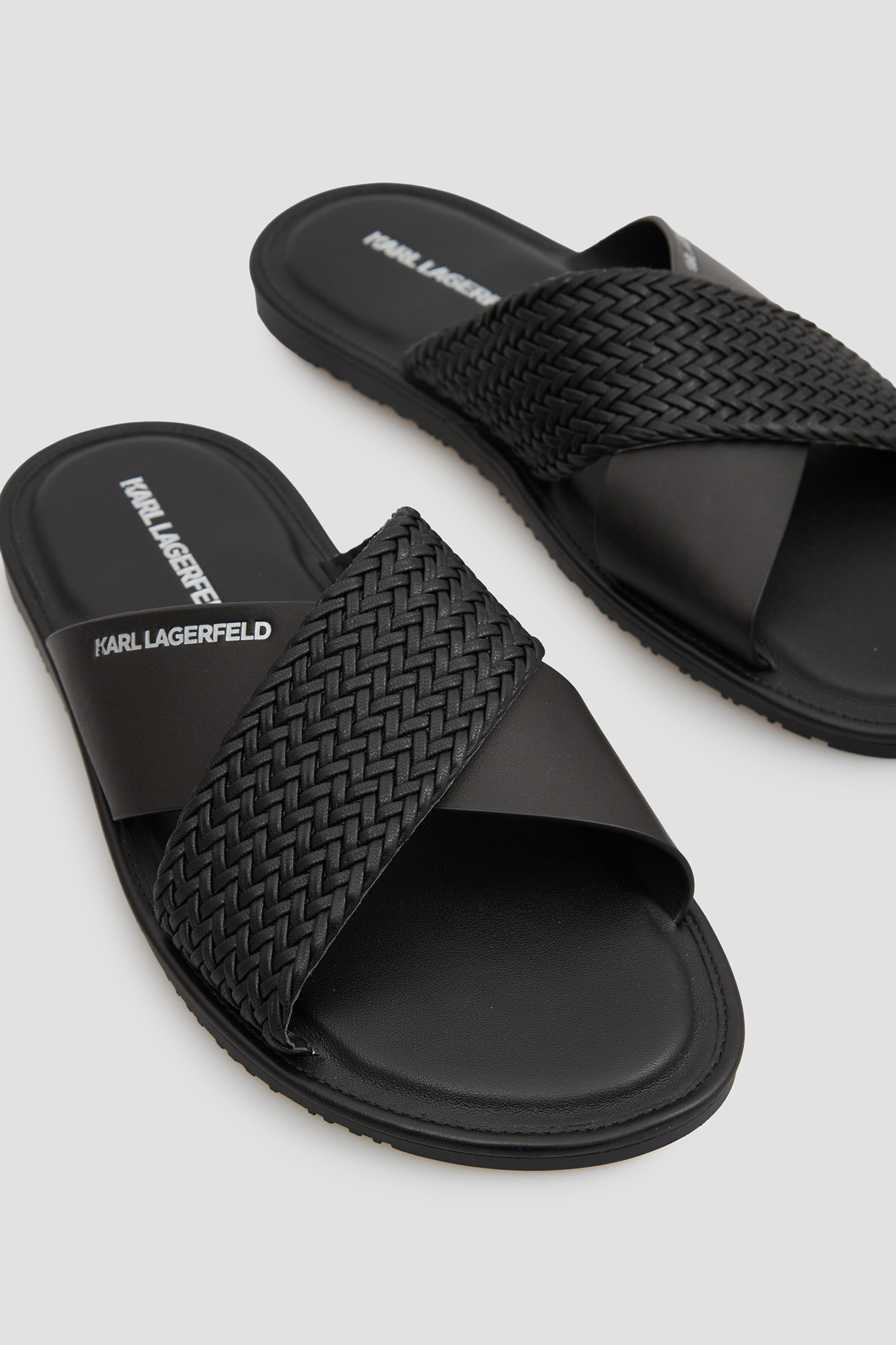 Мужские черные кожаные слайдеры Karl Lagerfeld 562470.855019;990