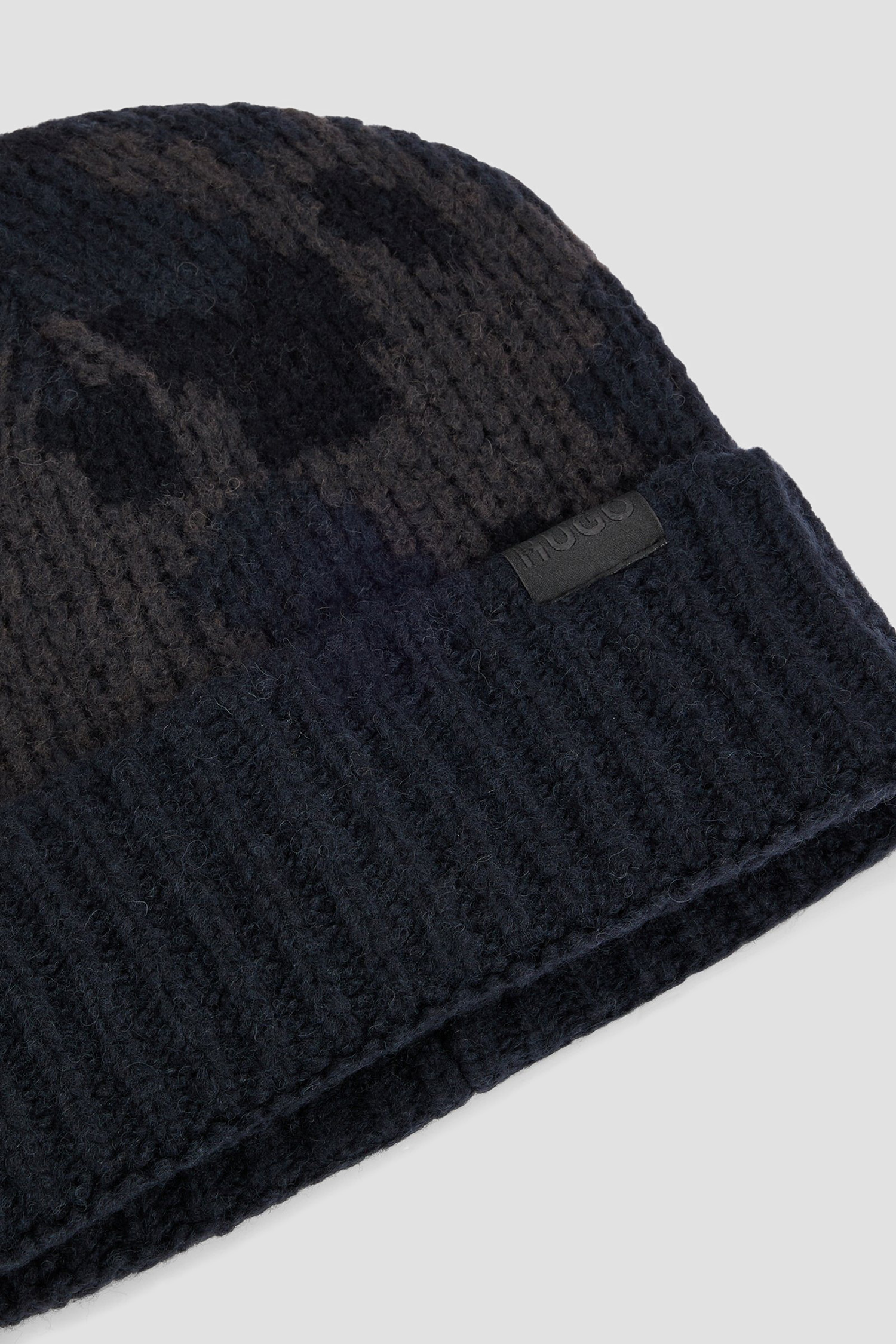 Мужская темно-серая шерстяная шапка с узором HUGO 50502558;028