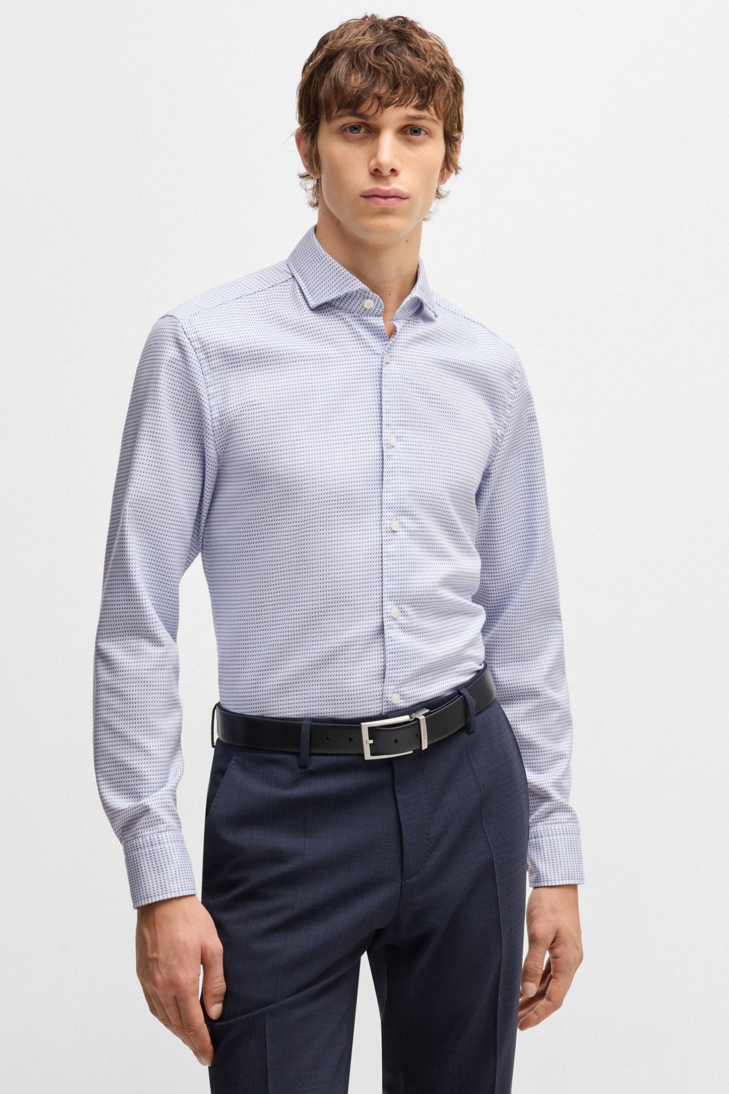 Мужская голубая рубашка с узором BOSS 50533712;425