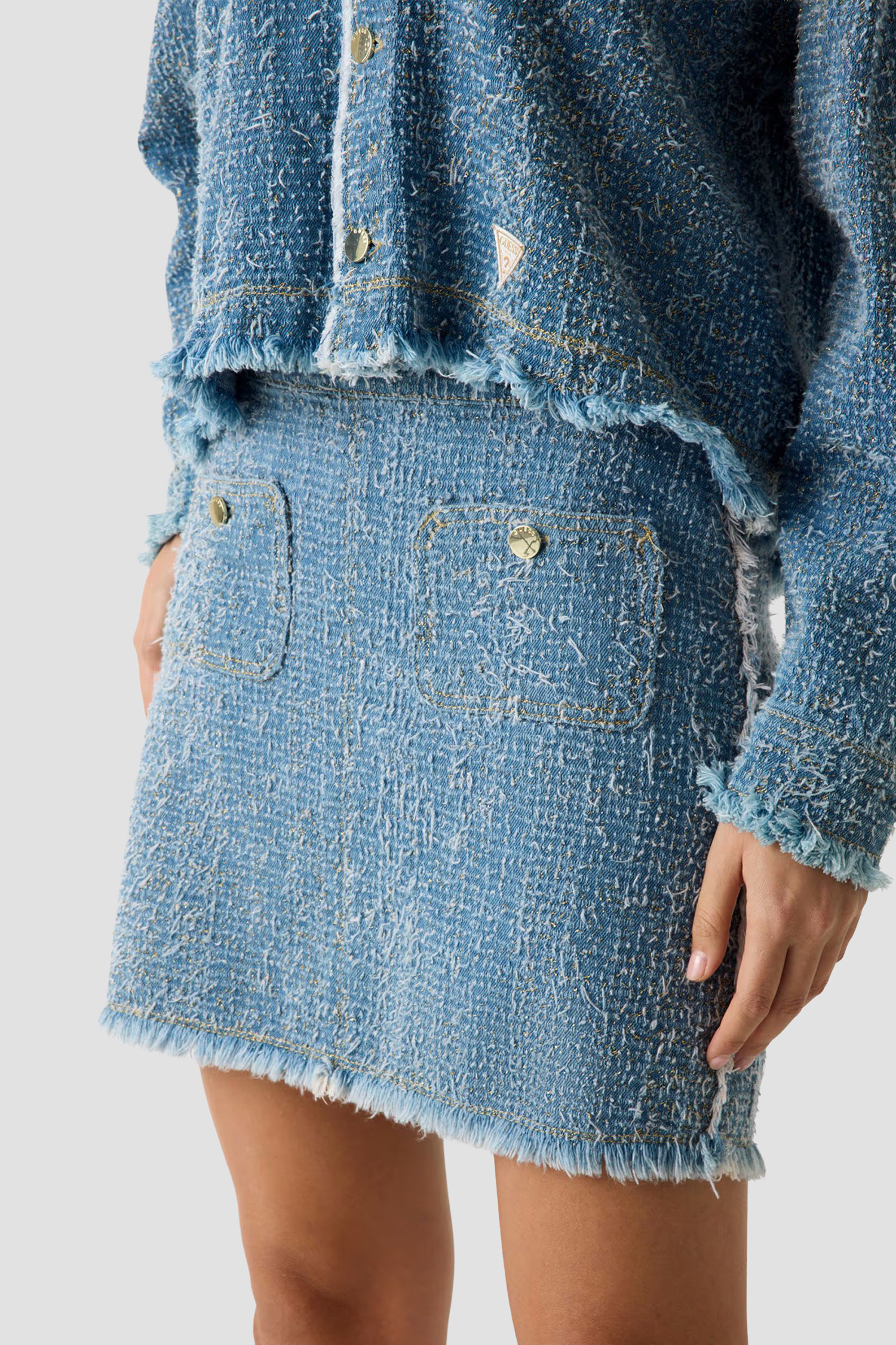 Жіноча блакитна твідова спідниця Guess W6RD0C.D6871;TKTW