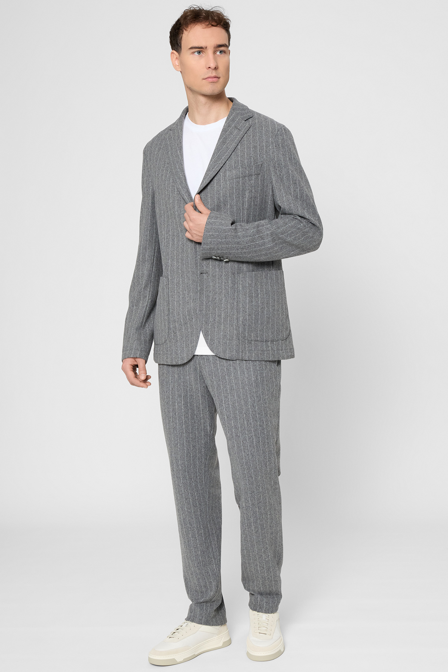 Мужские серые брюки в полоску BOSS 50551518;030