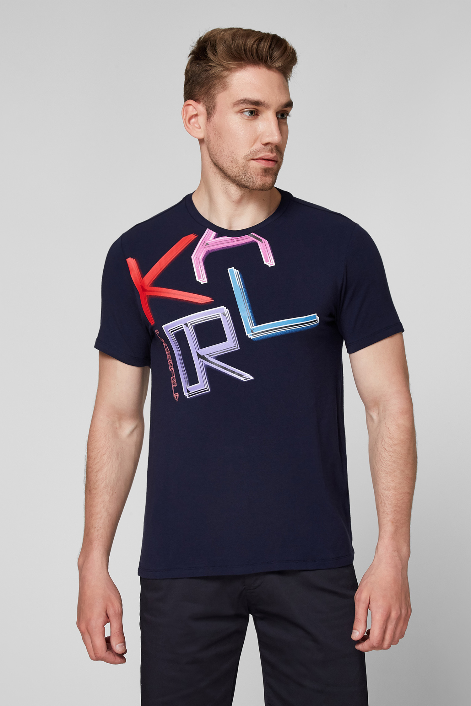 Чоловіча темно-синя футболка Karl Lagerfeld KL21MTS02;NAVY