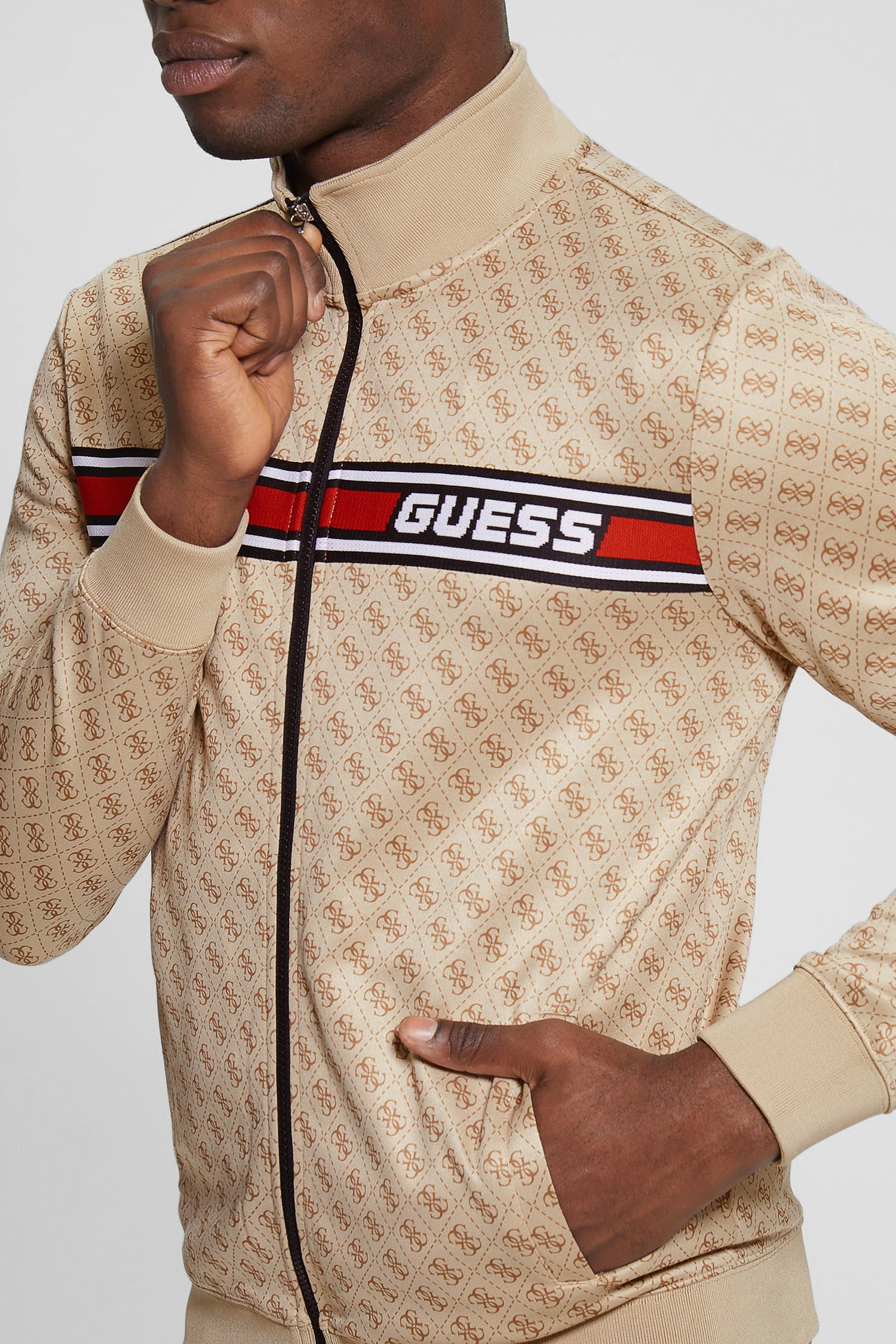 Чоловіча бежева спортивна кофта з візерунком Guess Z2BQ06.FL04Q;P13W
