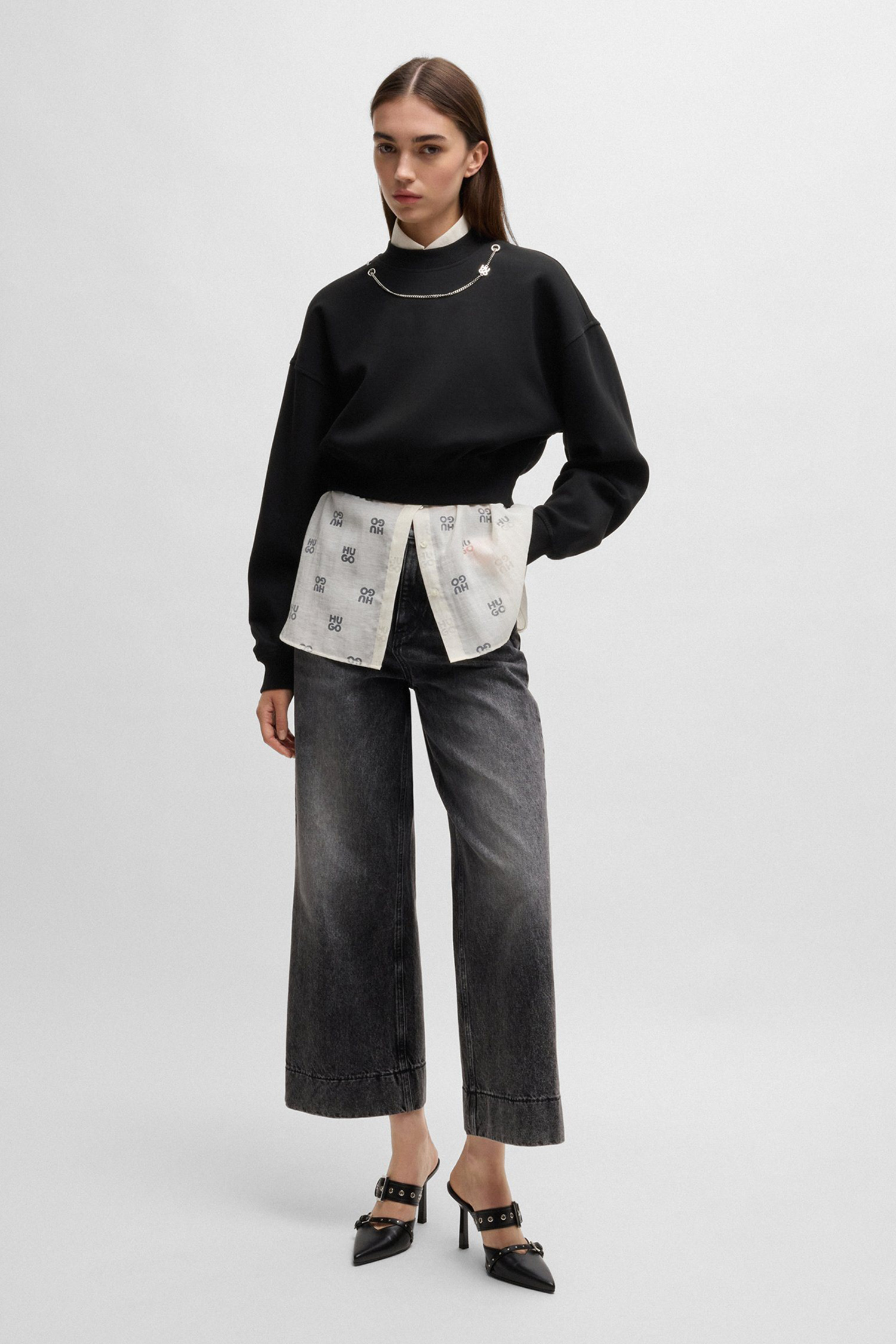 Женский черный свитшот HUGO 50530446;001