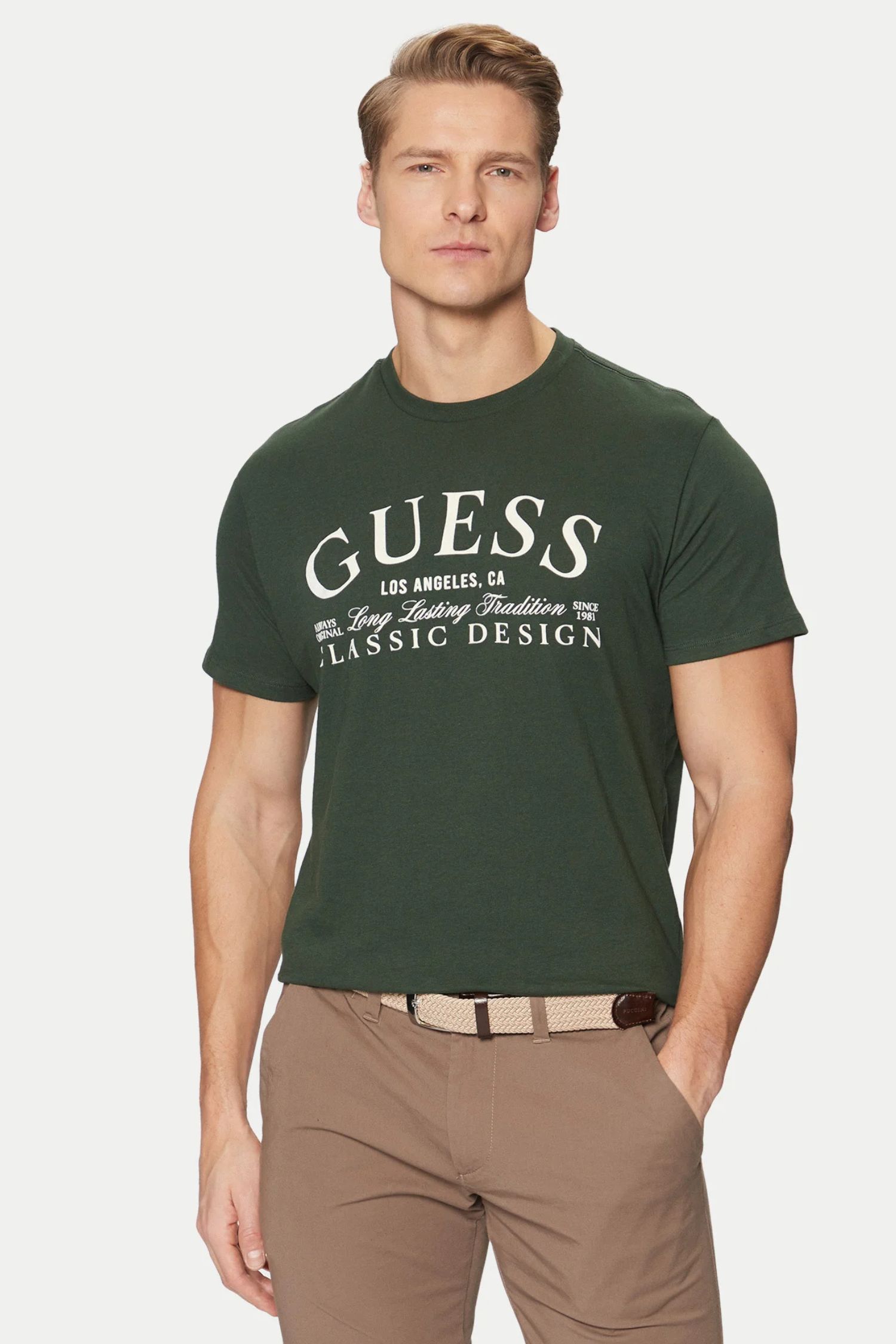 Мужская зеленая футболка Guess M5RI43.K9RM1;G8N1