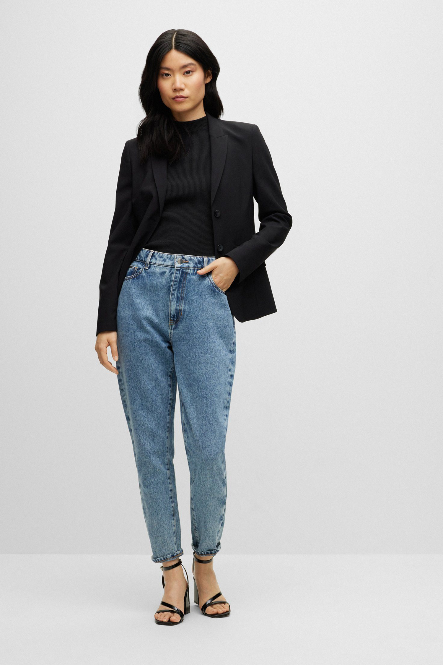 Жіночий чорний топ BOSS 50473237;001