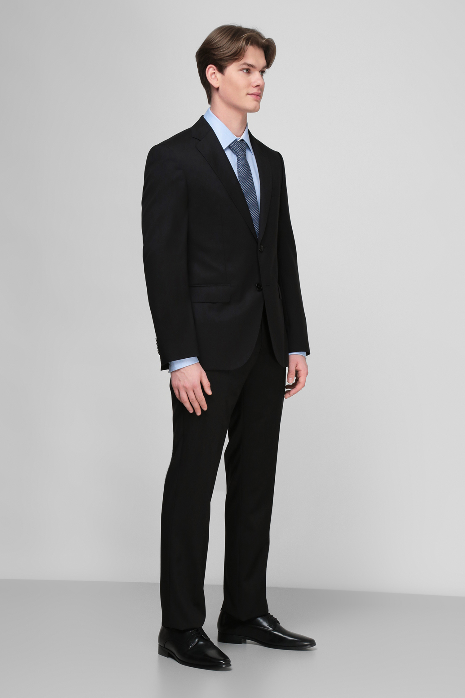 Чорний вовняний костюм для хлопців (піджак, брюки) BOSS 50318521К;001