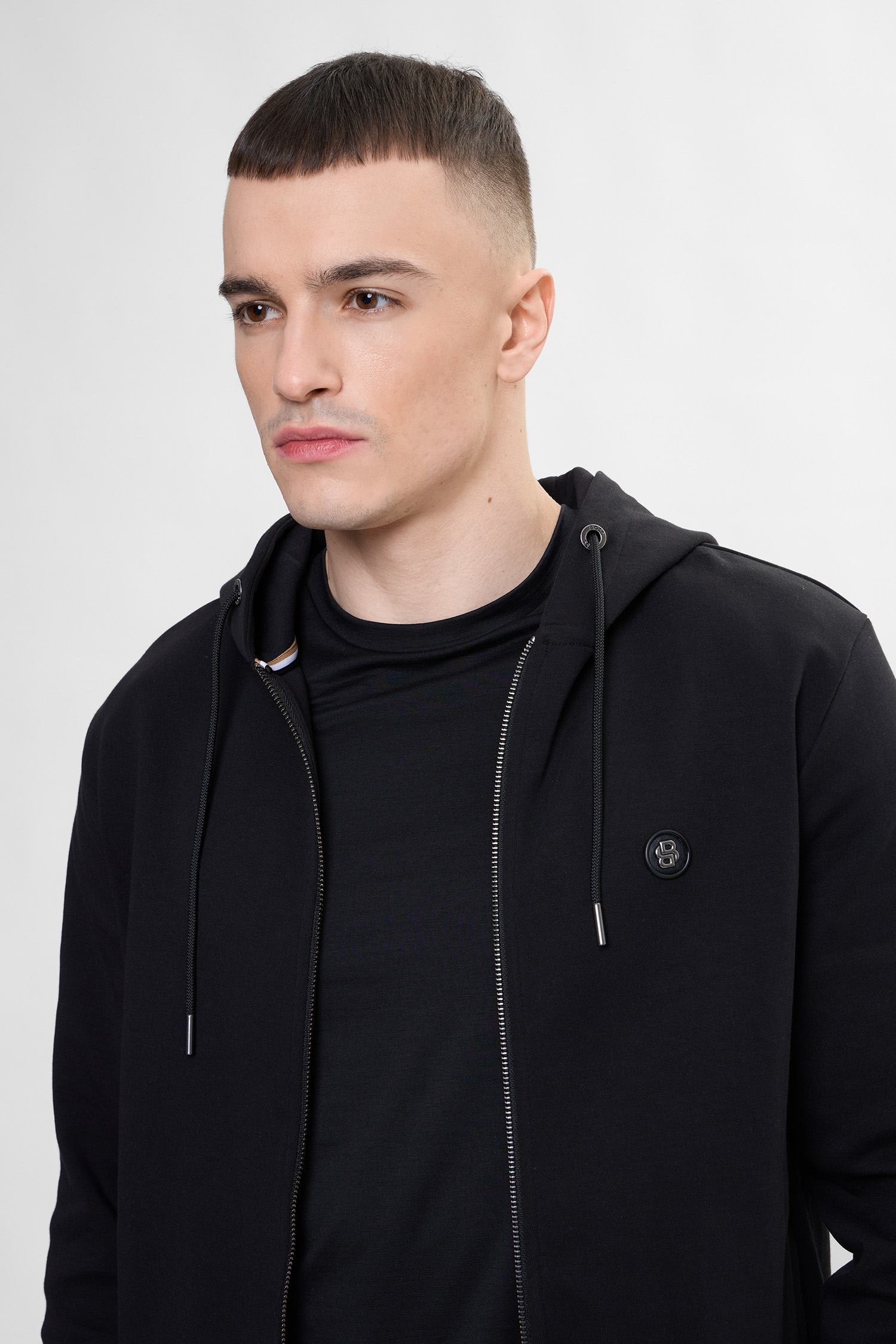 Чоловіча чорна кофта на блискавці BOSS 50555851;001